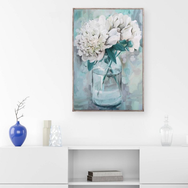 24" x 36" Farmhouse Peonies II by Studio Arts Wrapped Framed Canvas - Fine Art Canvas
