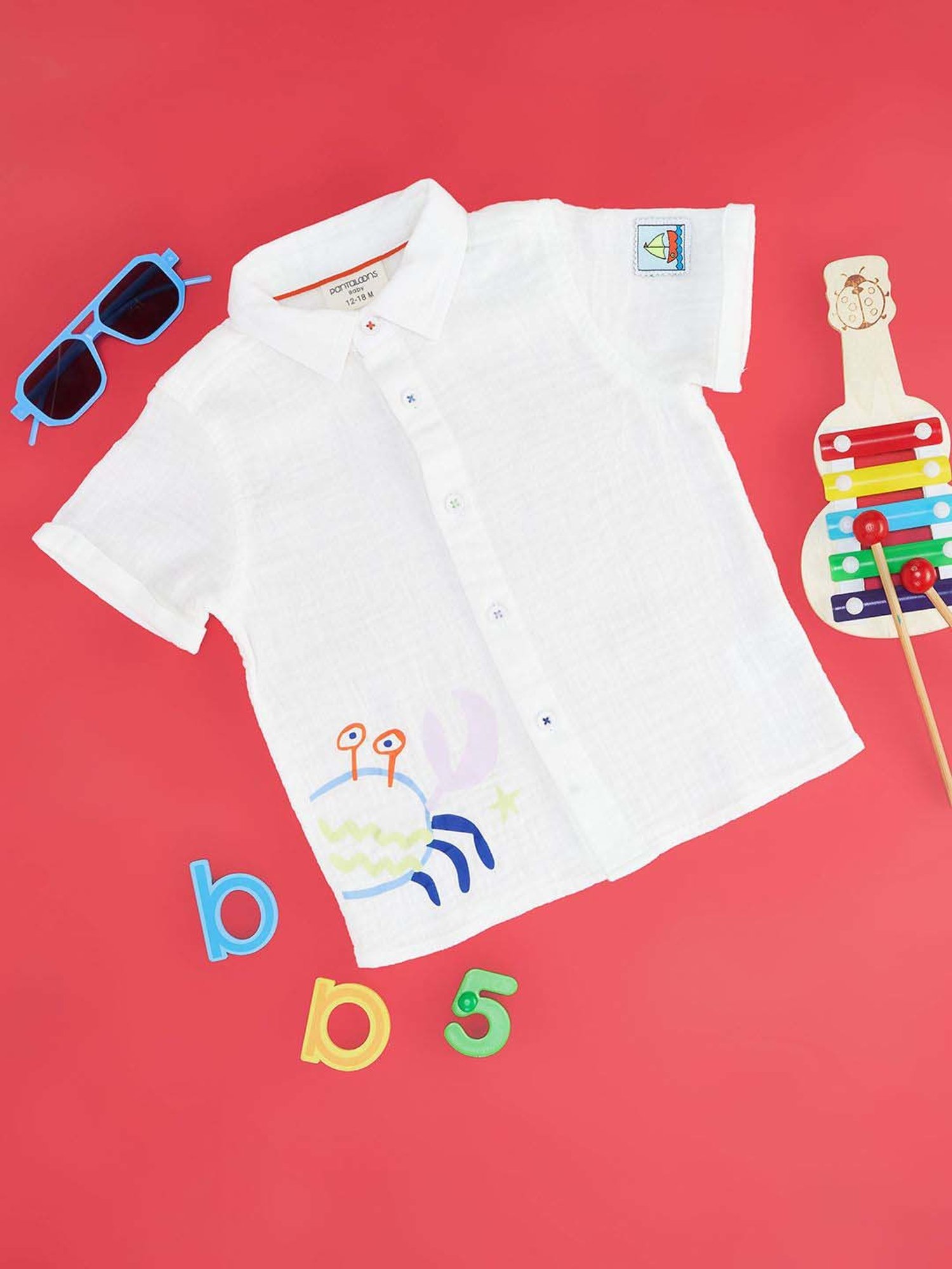 Pantaloons Baby Kids Bright White Cotton Regular Fit Shirt