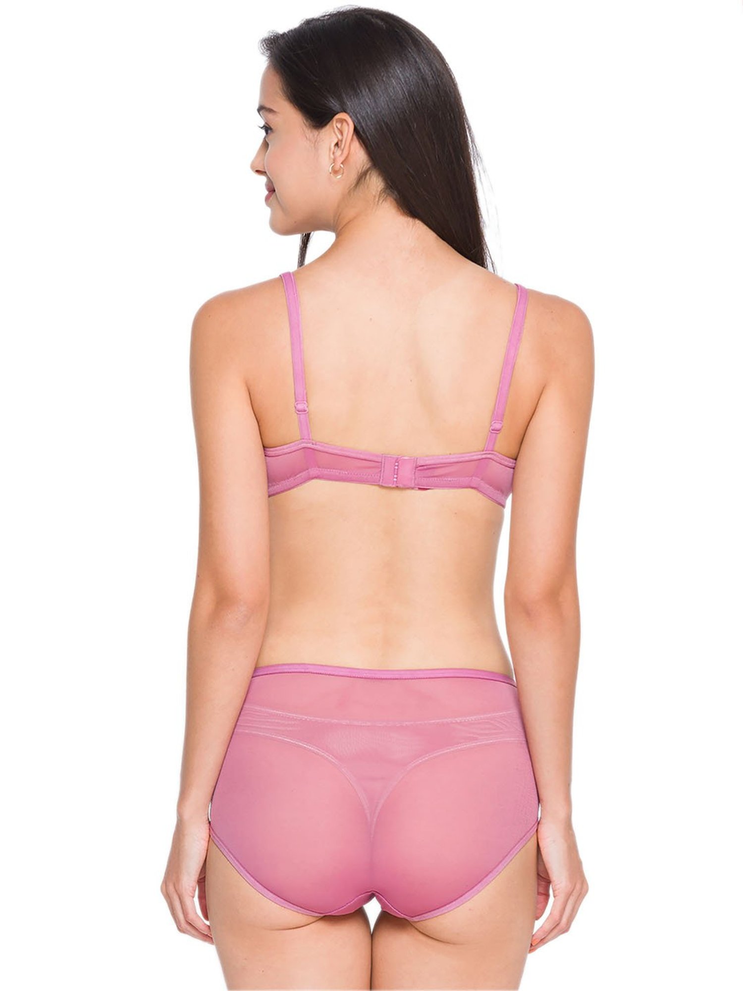 Candyskin Pink Lace Bra With Bikini Panty