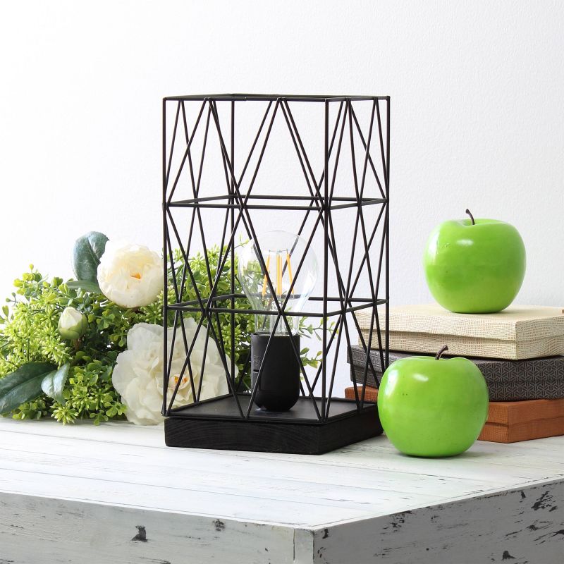 Metal Geometric Square Table Lamp Black - Simple Designs