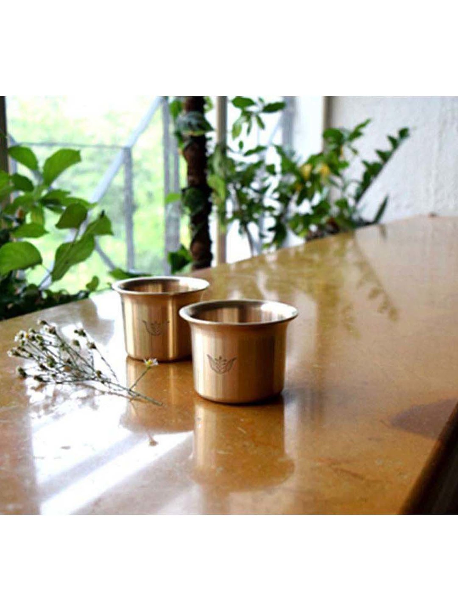 COPPRE Golden Bronze Kansa Beverage Glasses - Set of 2