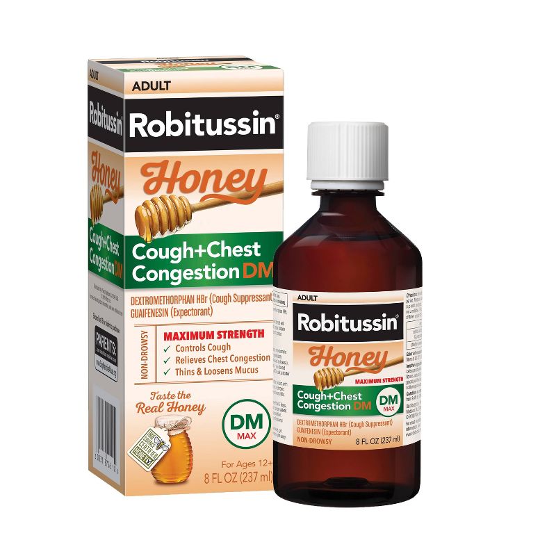 Robitussin Cough + Chest Congestion DM MAX Relief Liquid - Dextromethorphan - Honey - 8 fl oz