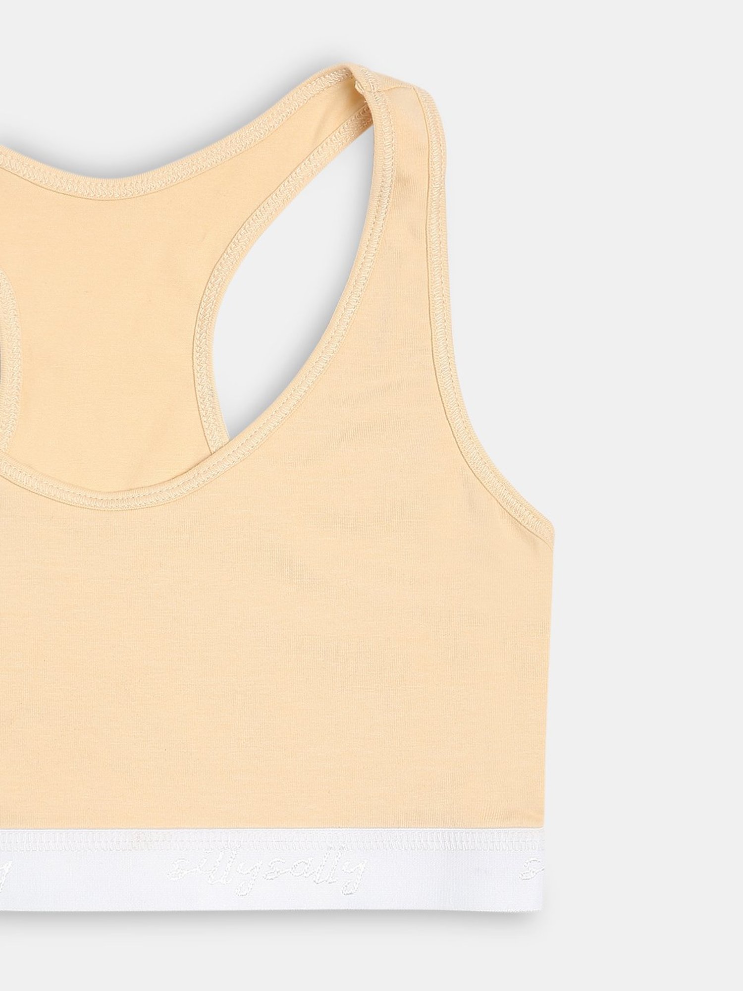 Sillysally Kids Solid Beige Bra (Pack Of 3)