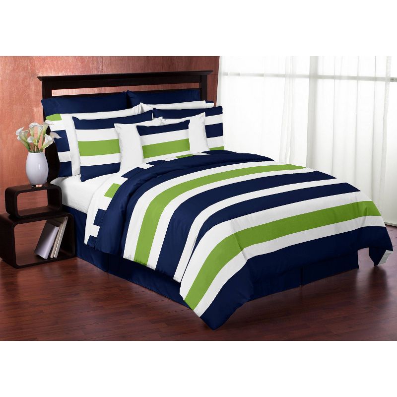 Queen Stripe Bed Skirt Navy/Lime - Sweet Jojo Designs
