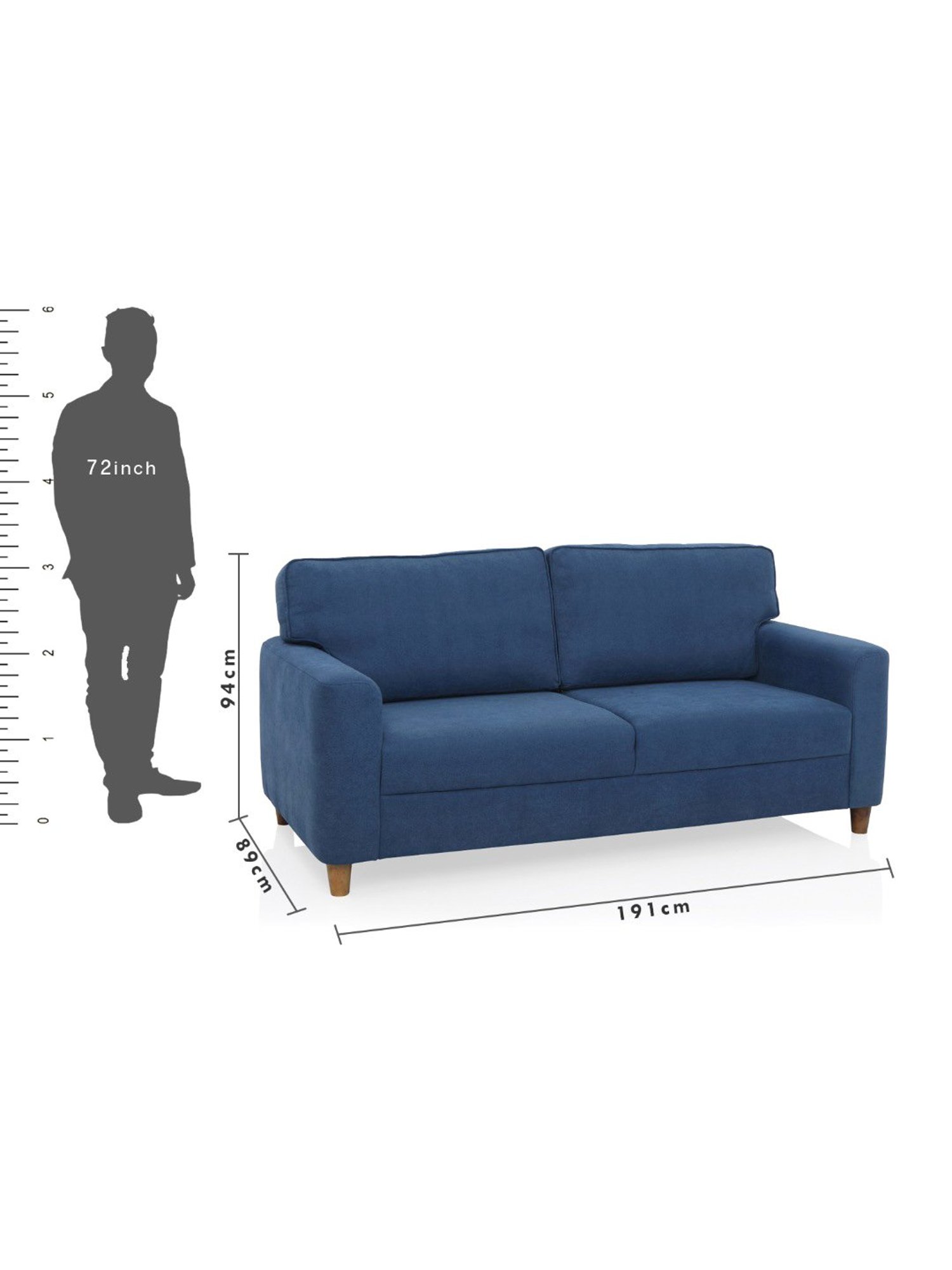 Duroflex Utopia Blue Pinewood 3 Seater Sofa