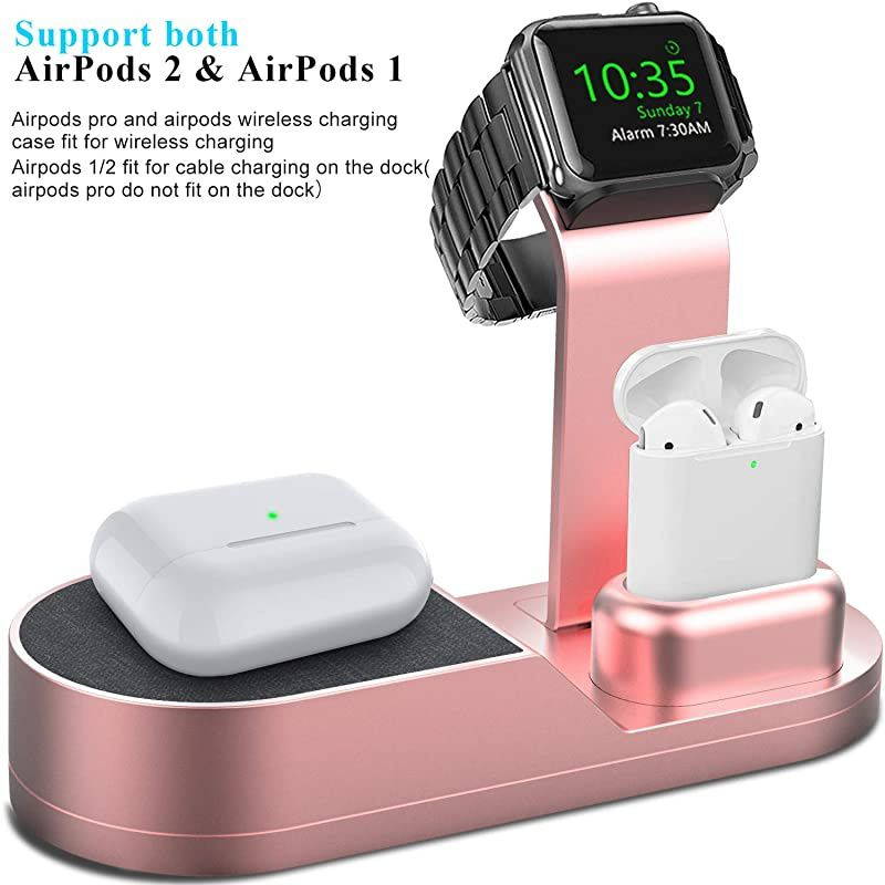 Wireless Charger iWatch Stand Compatible with iWatch Series SE 6 5 4 3 2 1 AirPods Pro Airpods and Phone Series 12 SE 11 11 pro 11 Pro Max Xs X Max XR X 8 8PNo Adapter