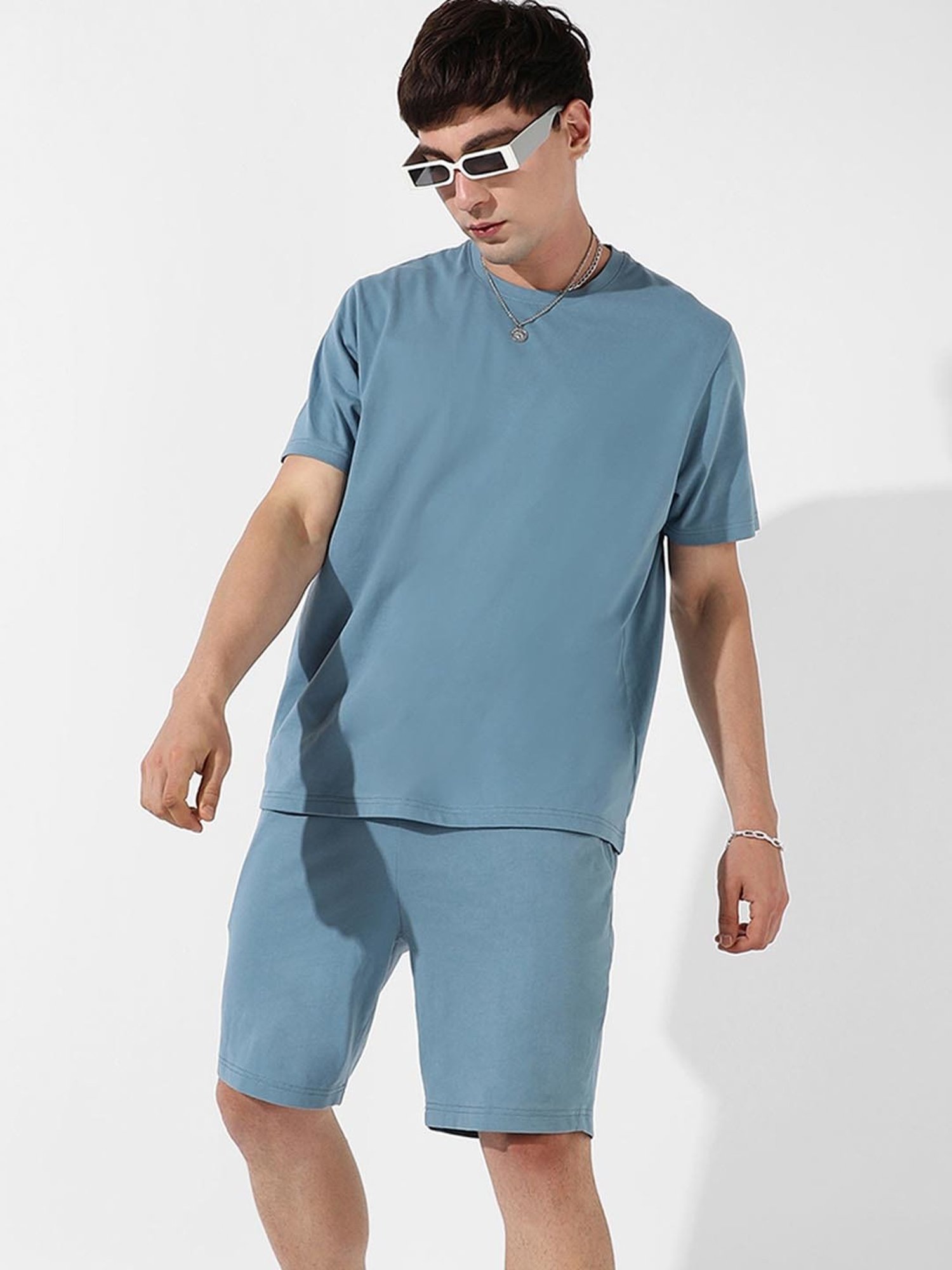 Campus Sutra Blue Regular Fit Co-Ord Set