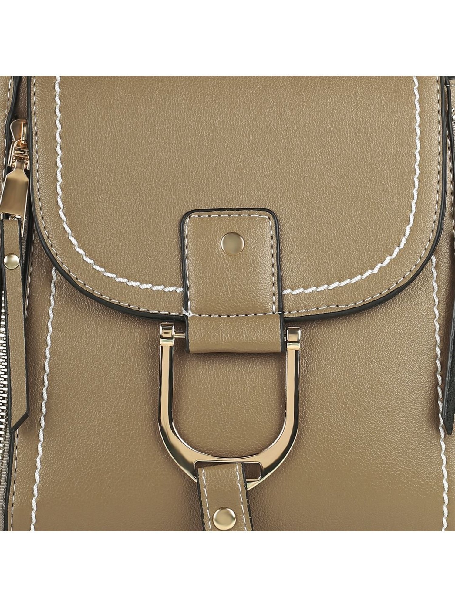 Angeline Beige PU Medium Backpack