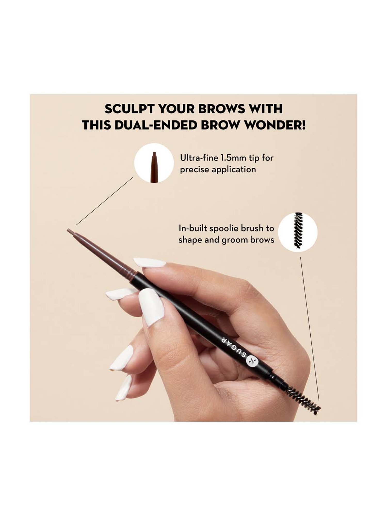 SUGAR Cosmetics Arch Arrival Micro Brow Pencil - 02 Taupe Tom - 0.09 gm