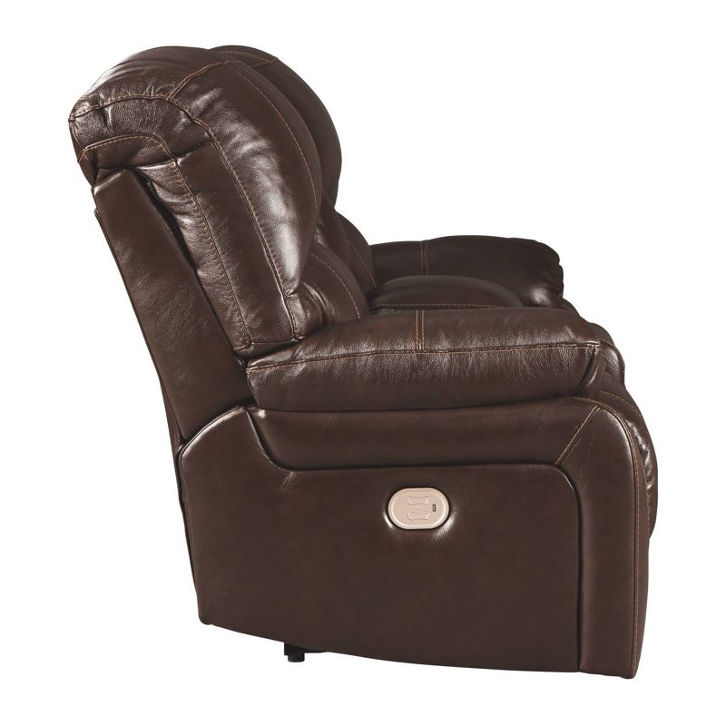Hallstrung Power Reclining Loveseat with Console/Adjustable Headrest Chocolate Brown - Signature Design by Ashley