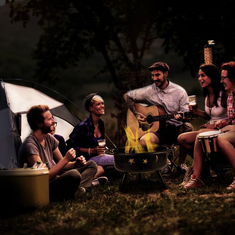 Flash Furniture 29" Round Wood Burning Firepit with Mesh Spark Screen