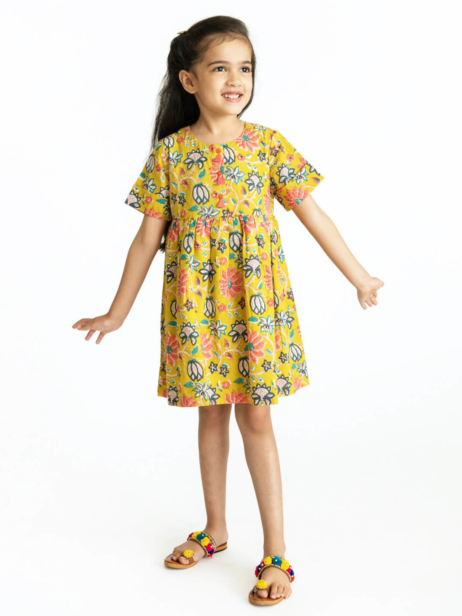 Campana Kids Lime Green Vine Print Dress