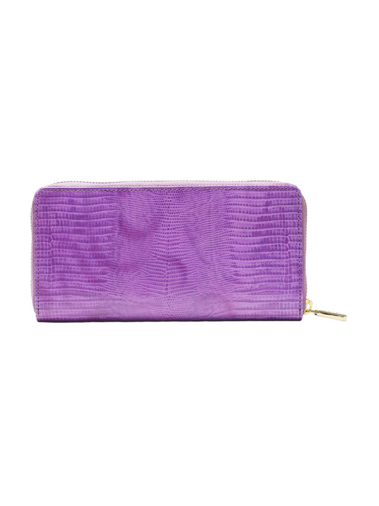 RI2K London Purple Leather Textured Zip around Wallet