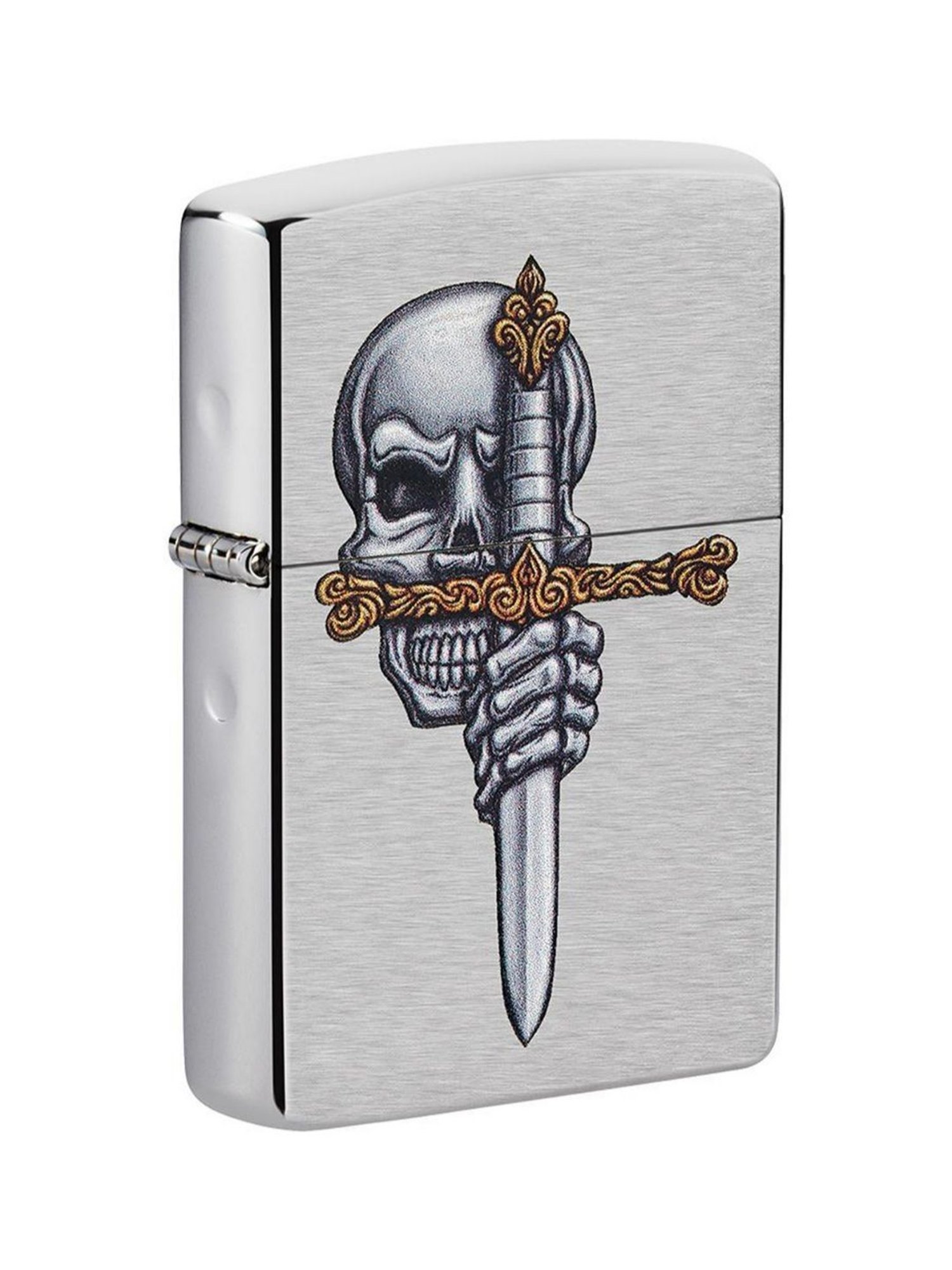Zippo Silver Sword Skull Design Brass Pocket Lighter