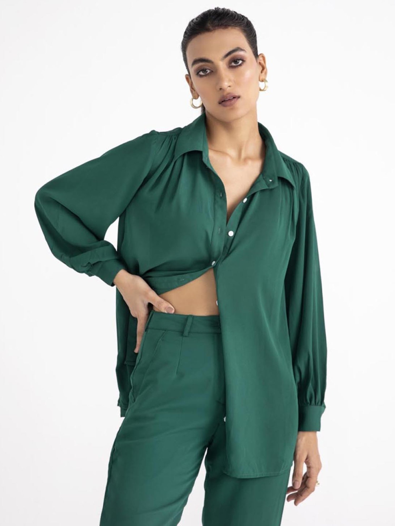 Qua Emerald Green Monotone Fluid Coord Set