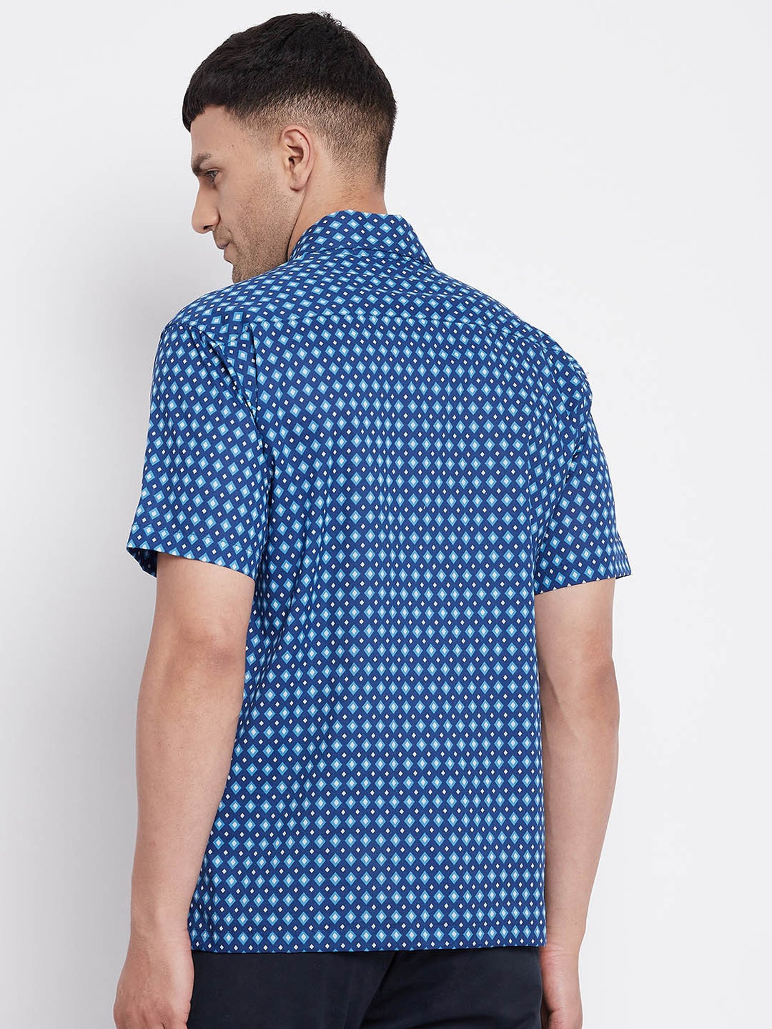 Even Blue Regular Fit Printed Shirt