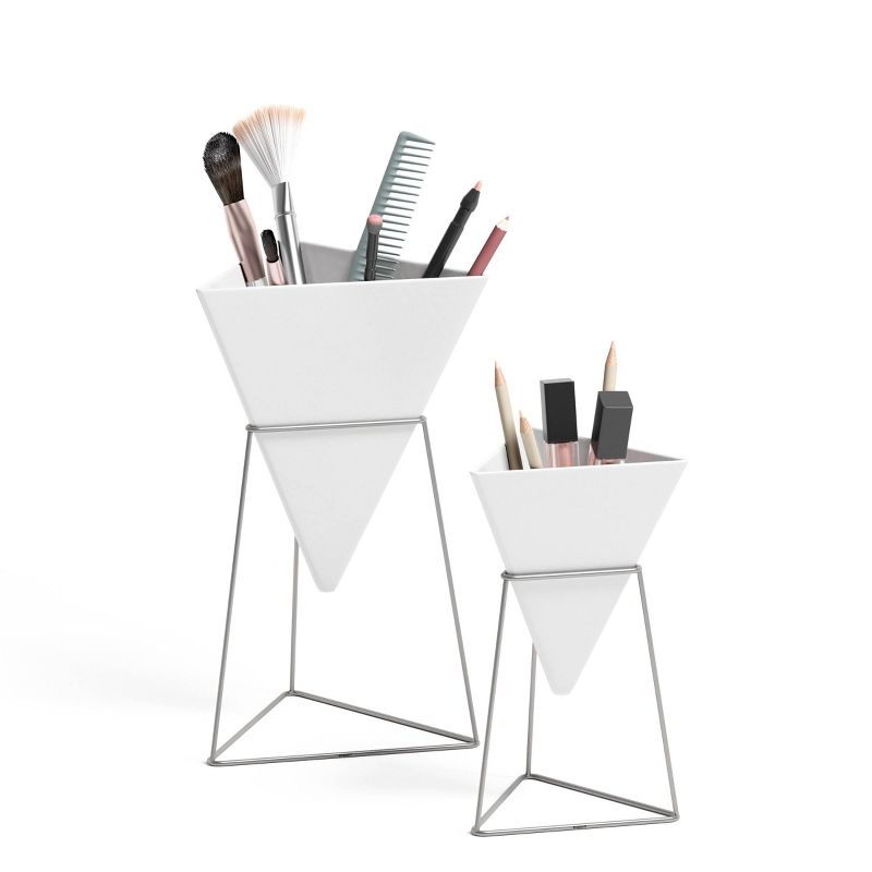 Set of 2 Trigg Tabletop Vessels White/Nickel - Umbra