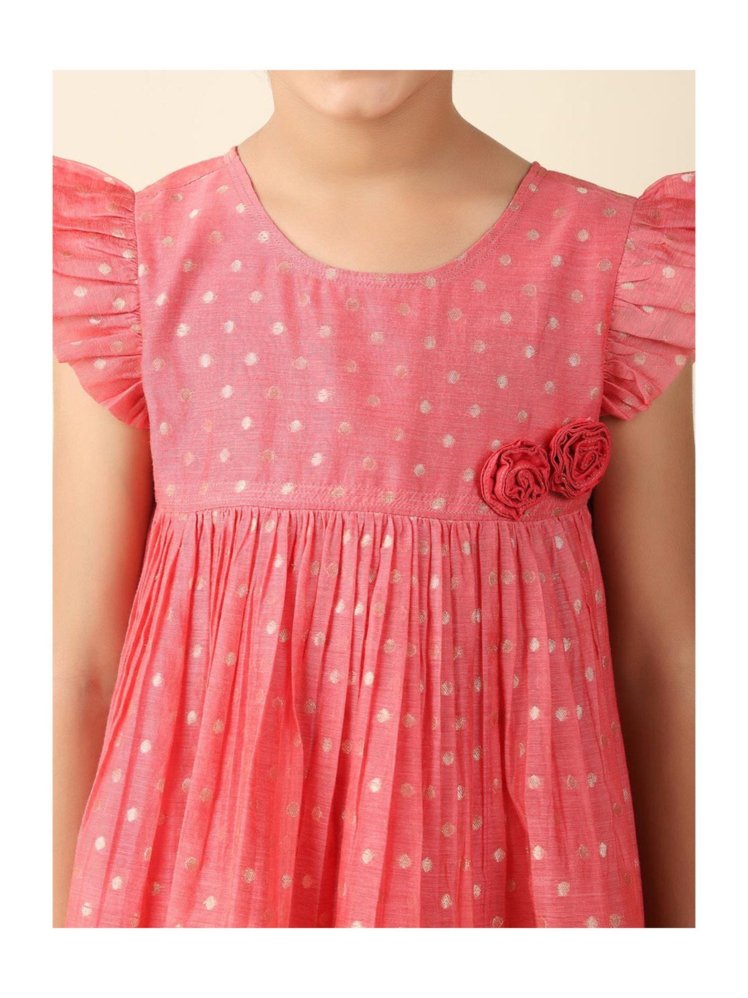 Fabindia Kids Coral Self Design Dress