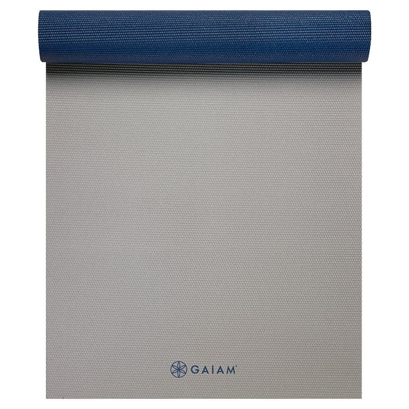 Gaiam 2 Color Premium Yoga Mat - Gray/Blue (6mm)