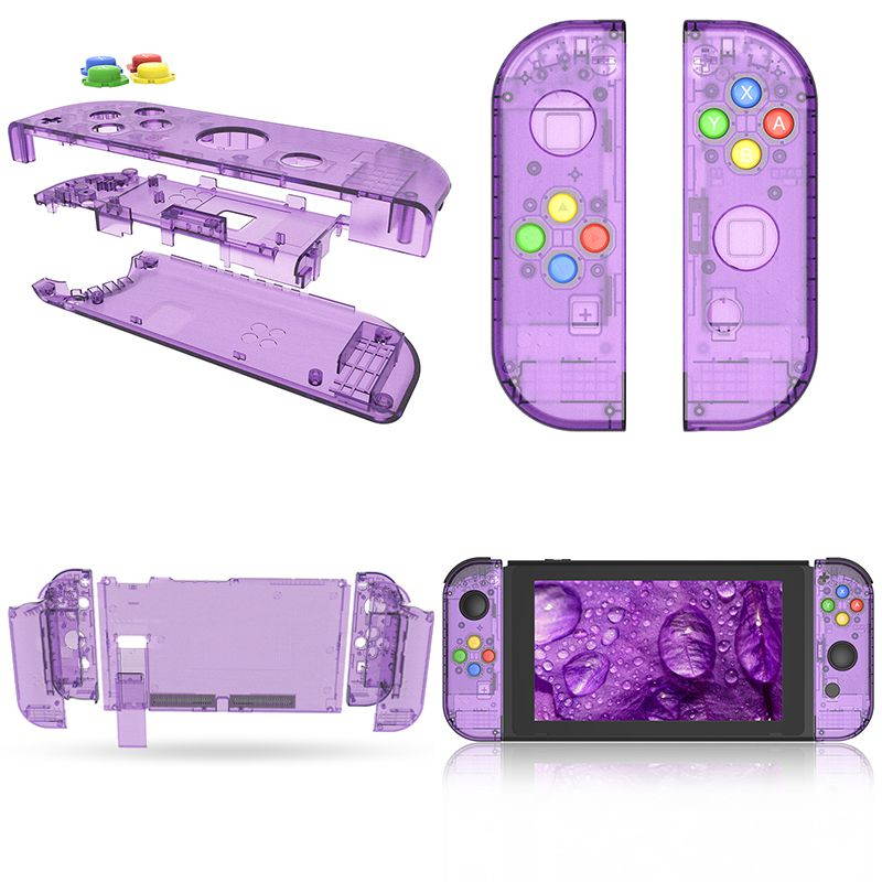 1 Pair for Nitendo switch NS JoyCon Joy Con Controller Housing Shell Case for NintendoSwitch Clear Cover(Purple)