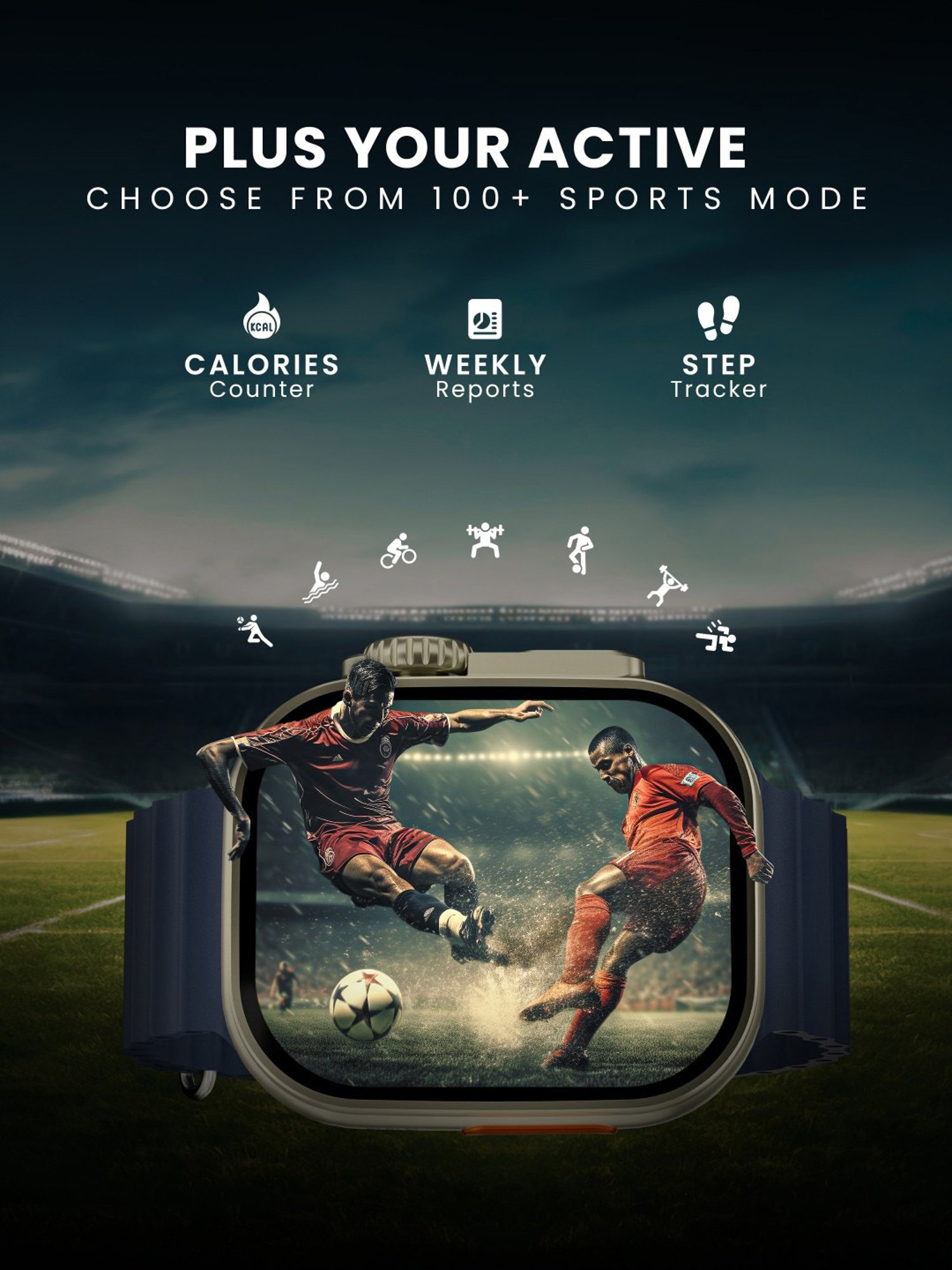 Hammer Active 2.0 Plus 2.1 inch HD Display BT Calling Smartwatch with Gesture Control (Blue)