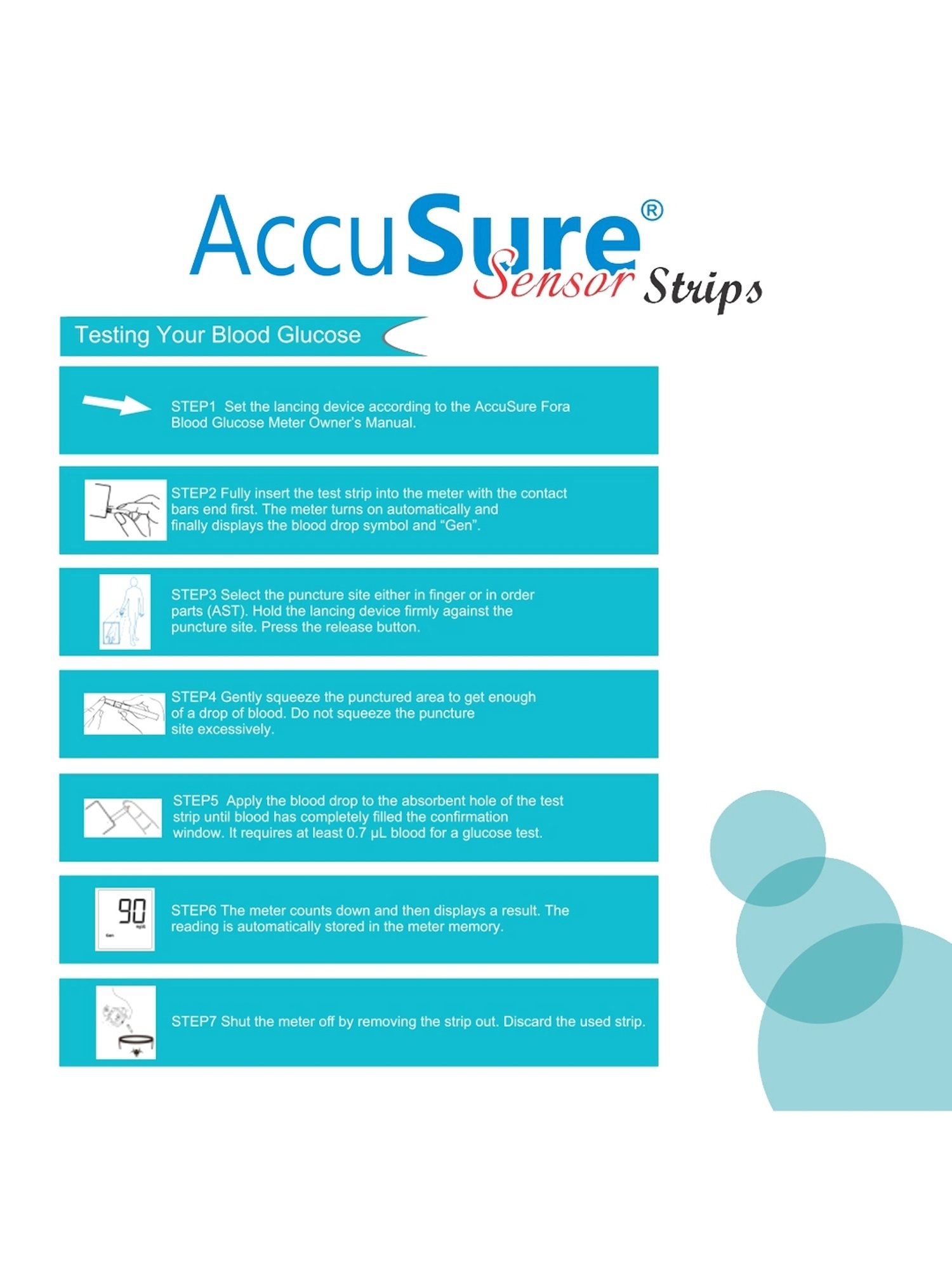 AccuSure Blood Glucose Test Strips - Pack of 50 (White)