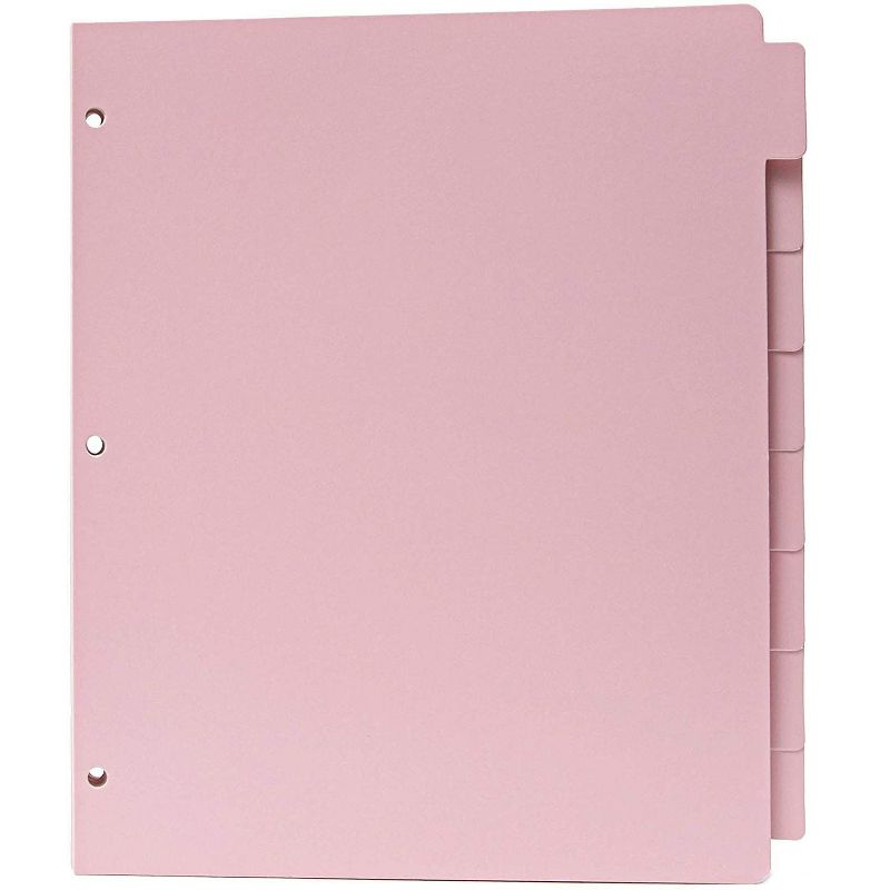 Paper Junkie 12 Sets Pink 3 Ring Cardstock Paper Binder Dividers with 8 Tabs, 9.5 x 11 in