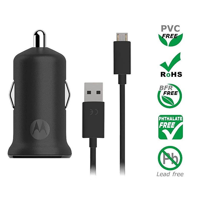 TurboPower 18 QC30 Car Charger with 33 Foot MicroUSB Cable for Moto E5 Plus E5 Supra G5 Plus G5S G5S Plus G6 Play G6 Forge NOT for G6 or G6 Plus Retail Box