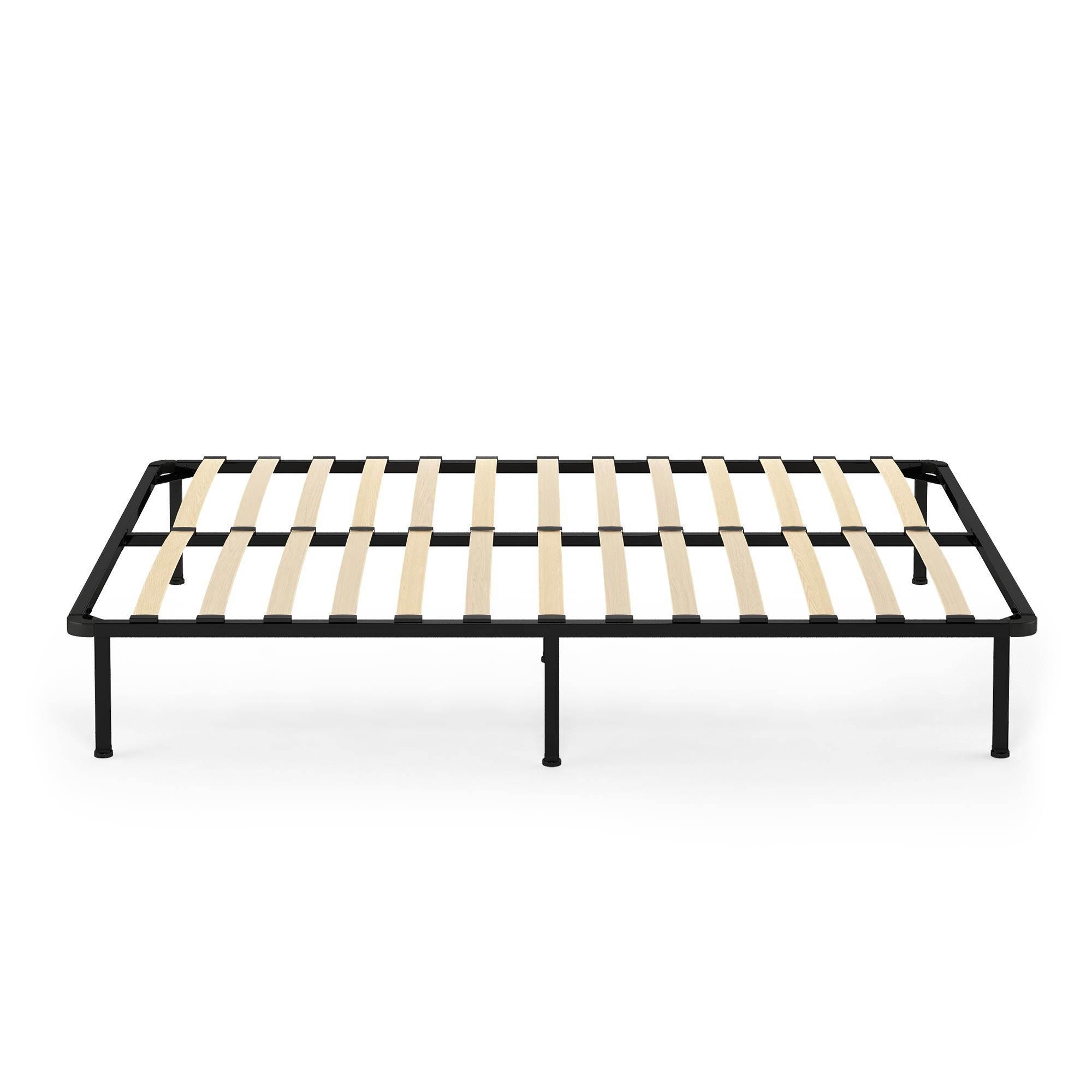 Furinno Angeland Cannet Metal Platform Bed Frame with Wooden Slats, Queen
