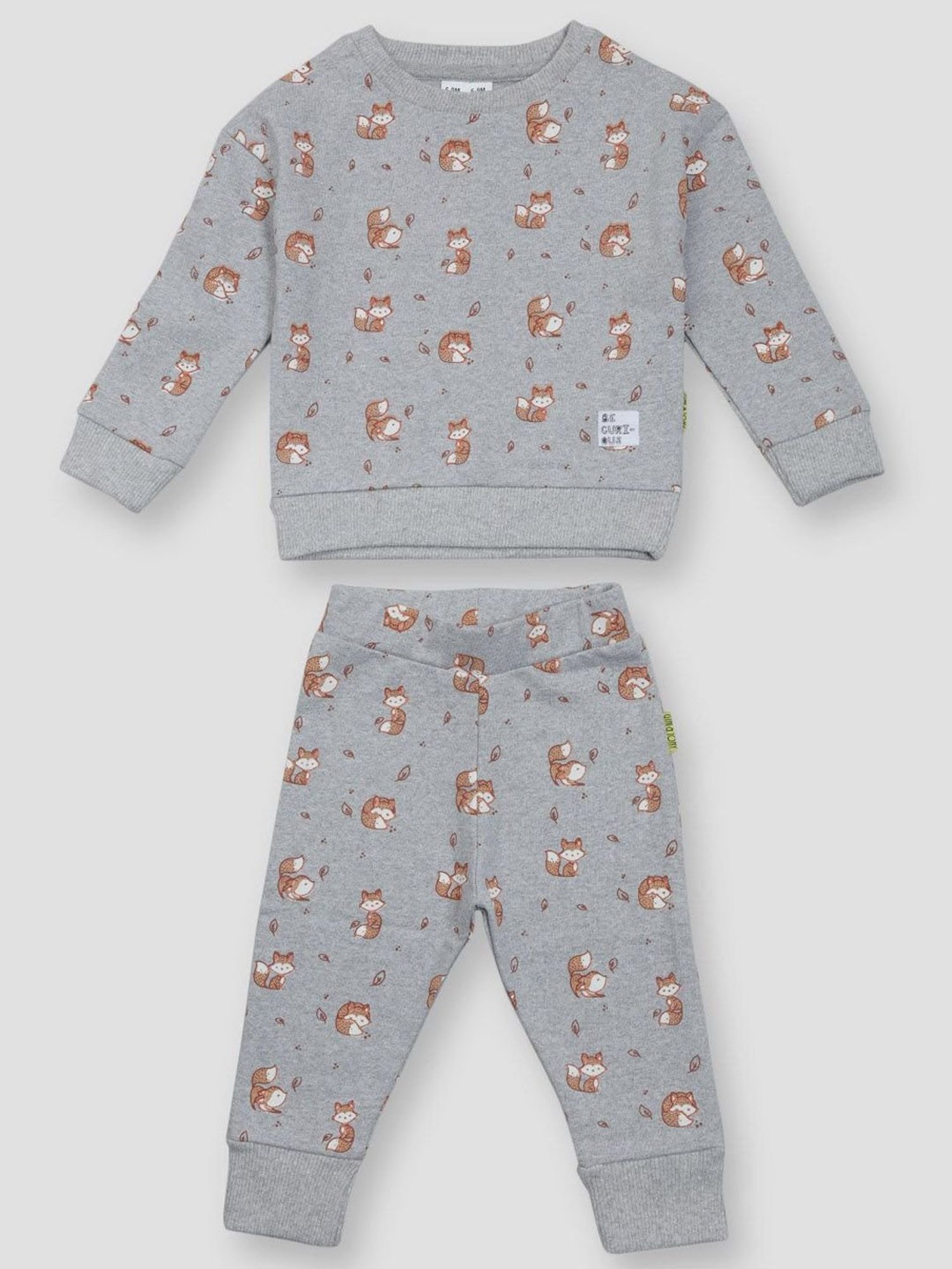 GJ baby Kids Grey Printed Full Sleeves Sweatshirt Set