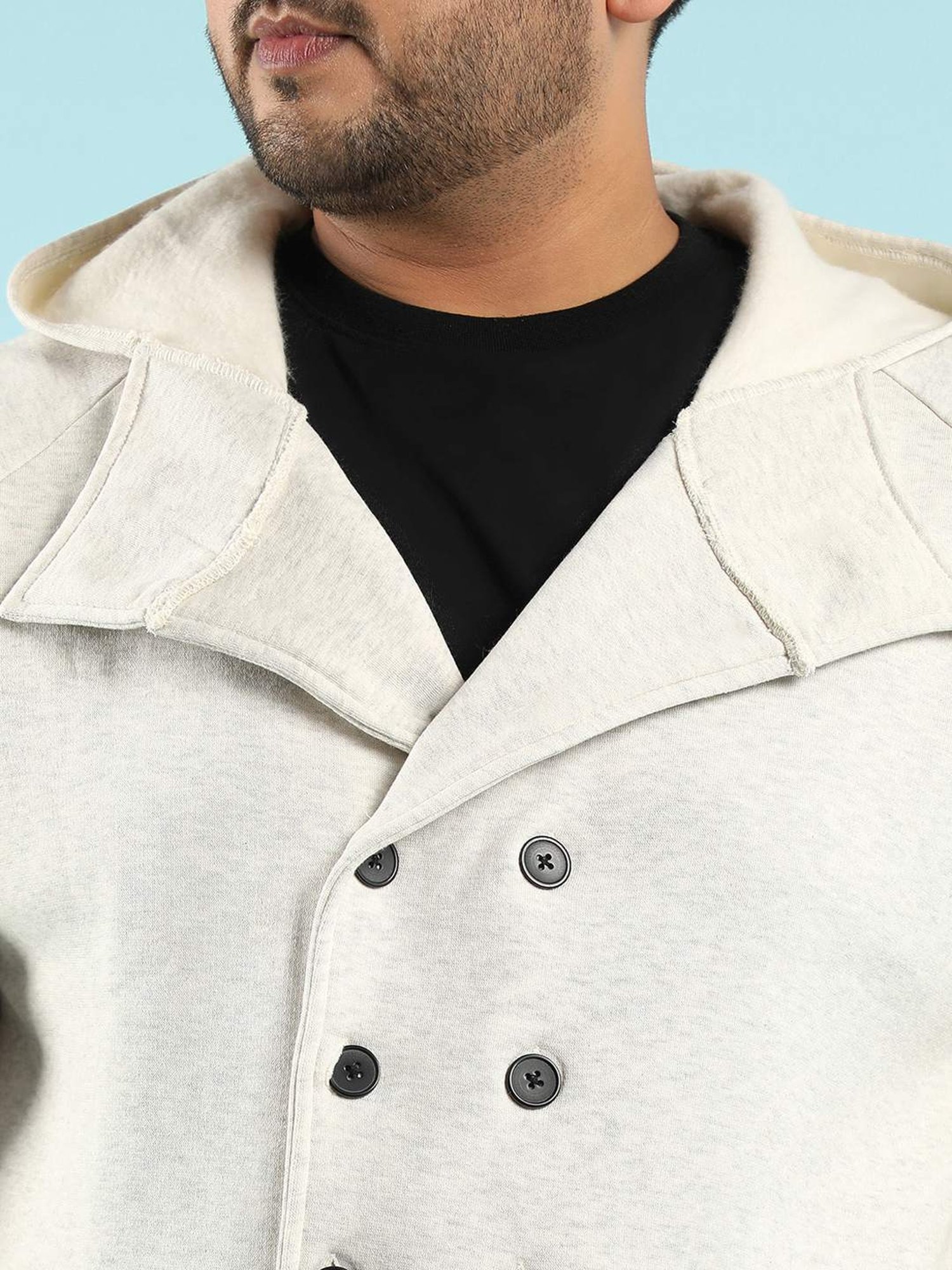 Instafab Plus Grey Cotton Regular fit Plus Size Jacket