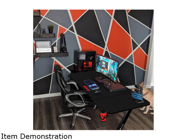 BOSSIN 55 Inch Ergonomic Gaming Desk, Z-Shaped Office PC Computer Desk with Large Mouse Pad, Gamer Tables Pro with USB Gaming Handle Rack, Stand Cup Holder&Headphone Hook