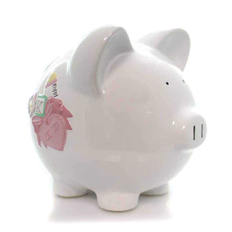 Bank 7.5" Bank Baby Girl Train Ceramic Piggy  -  Decorative Banks