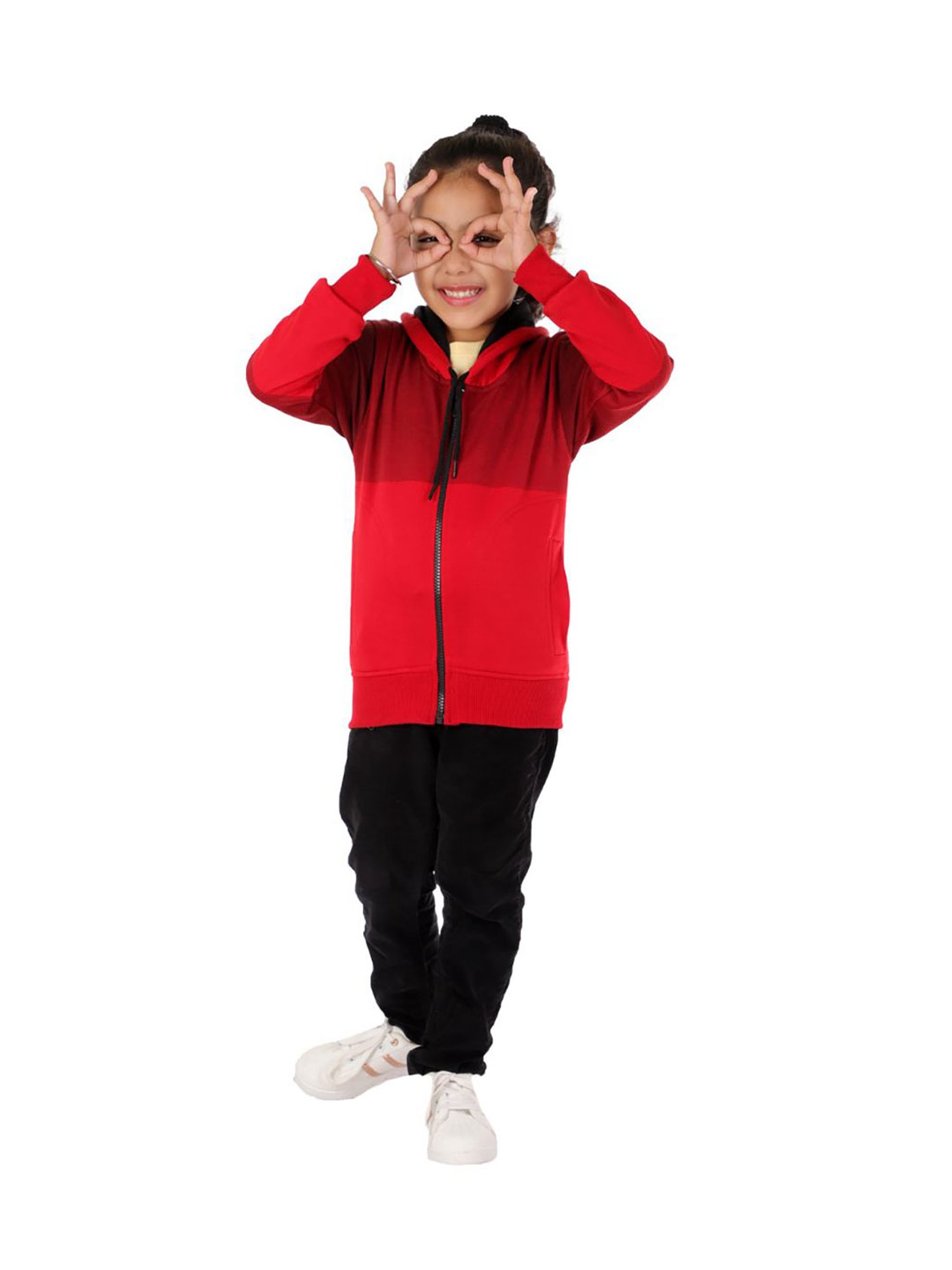 Ahhaaaa Kids Red Solid Hoodie