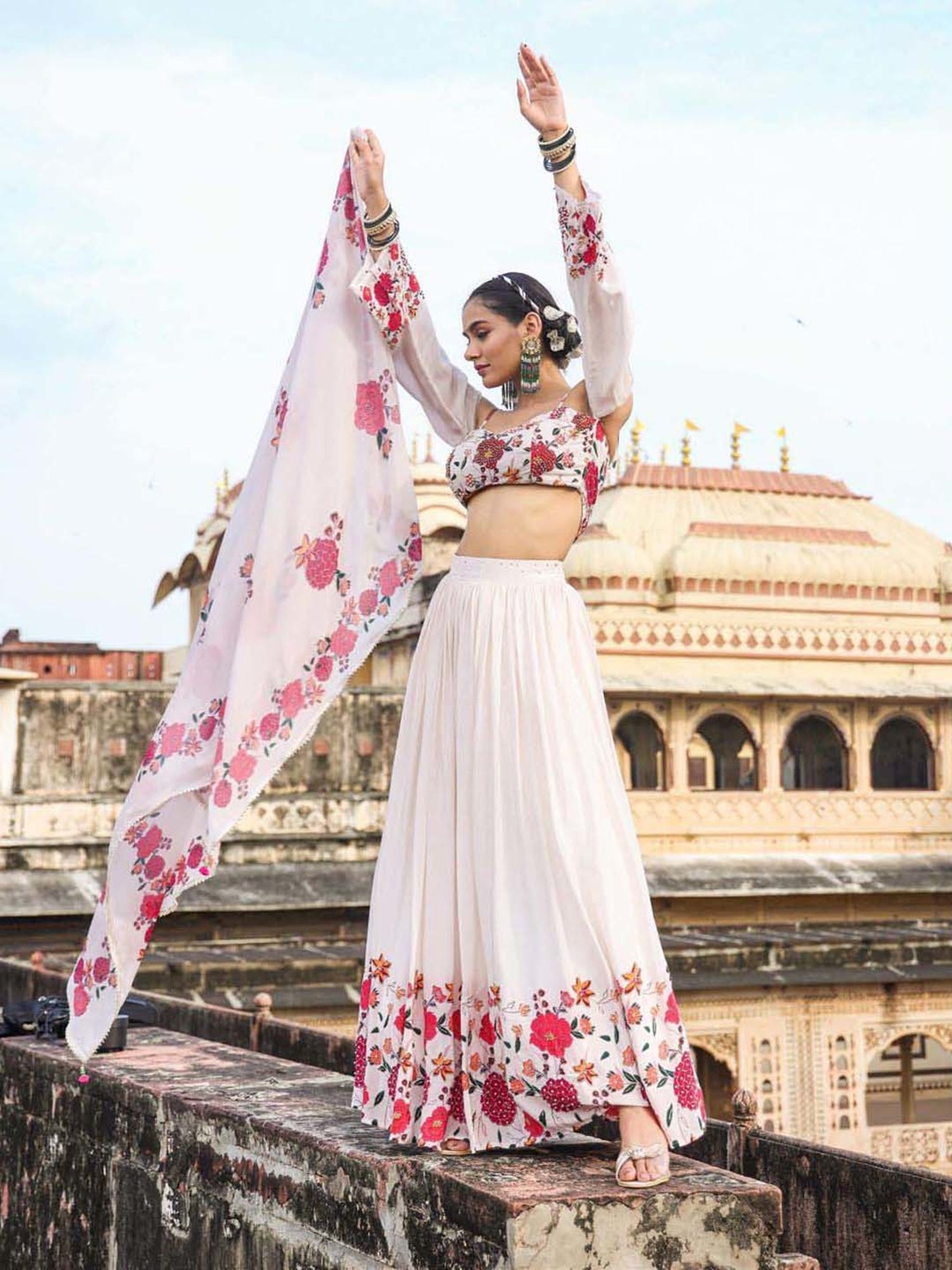 studiorasa Purple Hand Block Print Lehenga Set