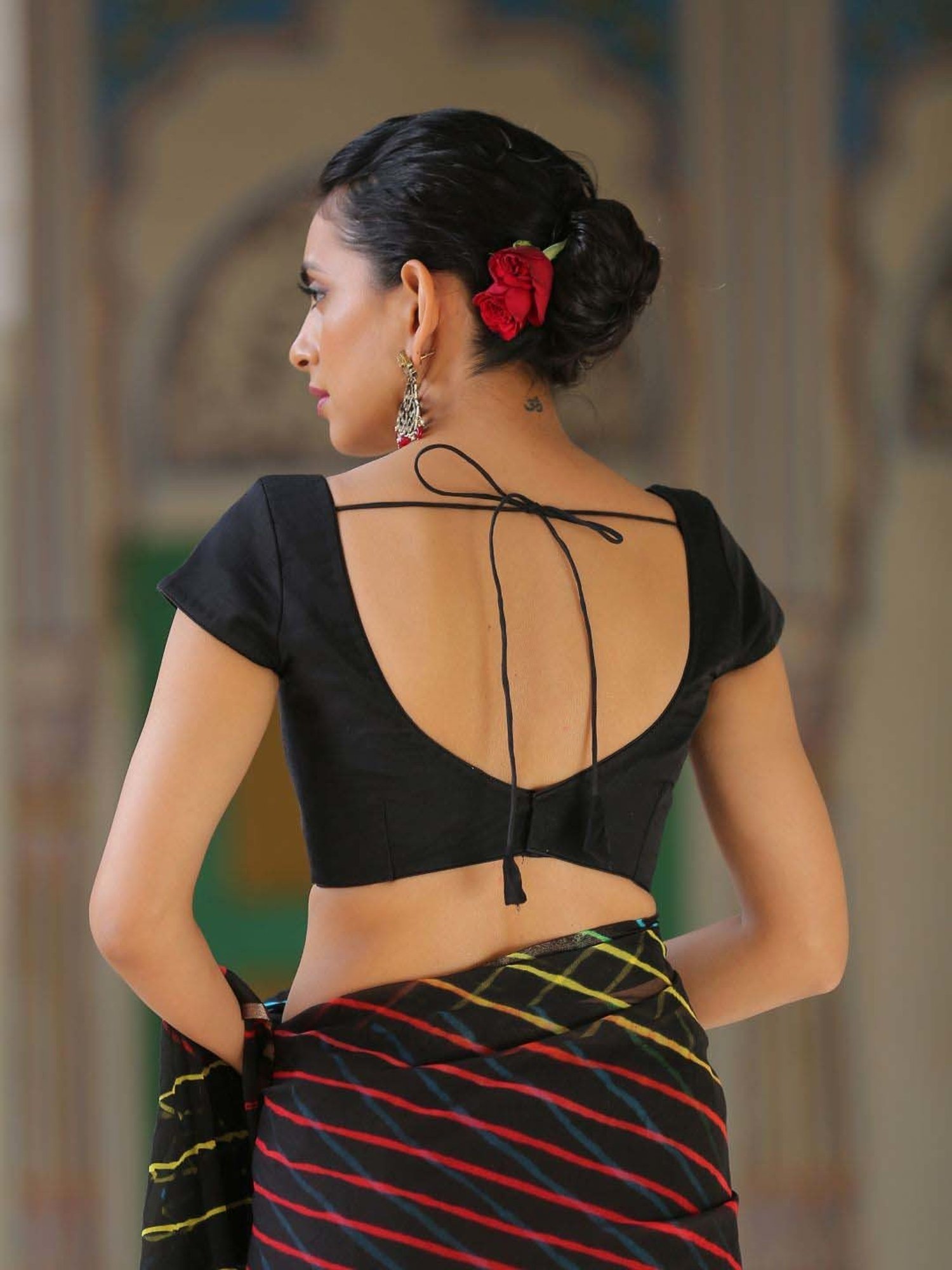 Swtantra Black Cotton Plain Readymade Blouse