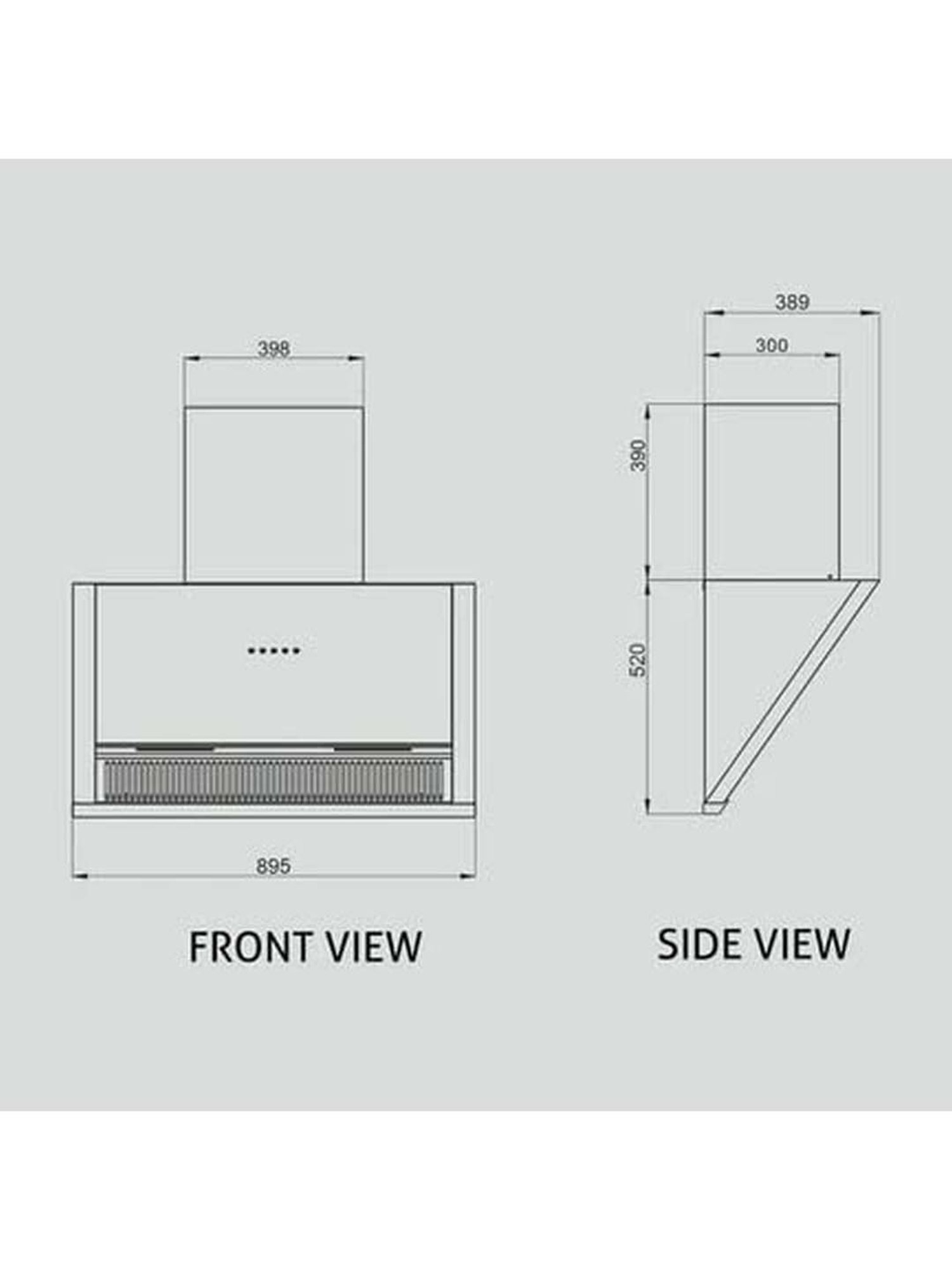 Glen CH6072SXAC90 1200CMH 90cm Wall Mounted Chimney (Black)