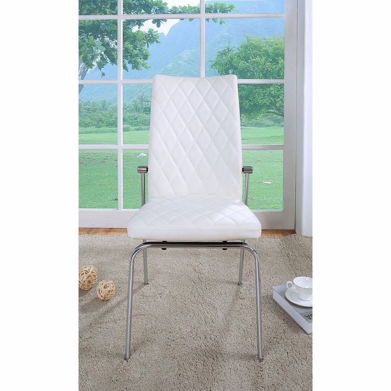Set of 2 Dendry Upholstered Side Chairs White/Chrome - miBasics