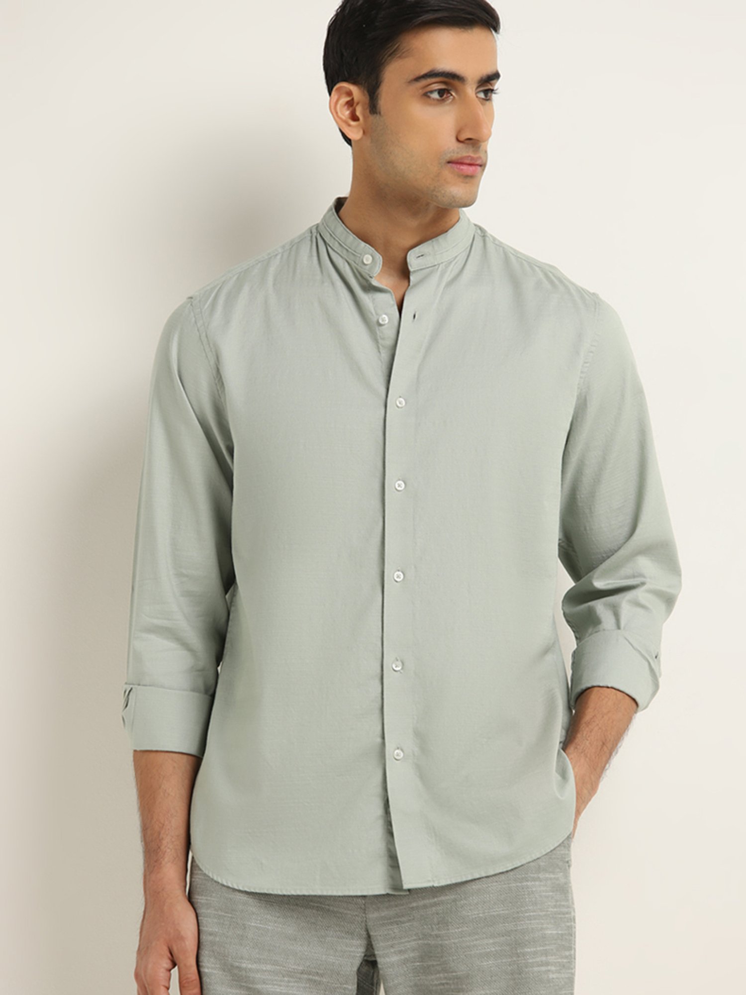 Ascot by Westside Sage Solid Relaxed-Fit Cotton Shirt