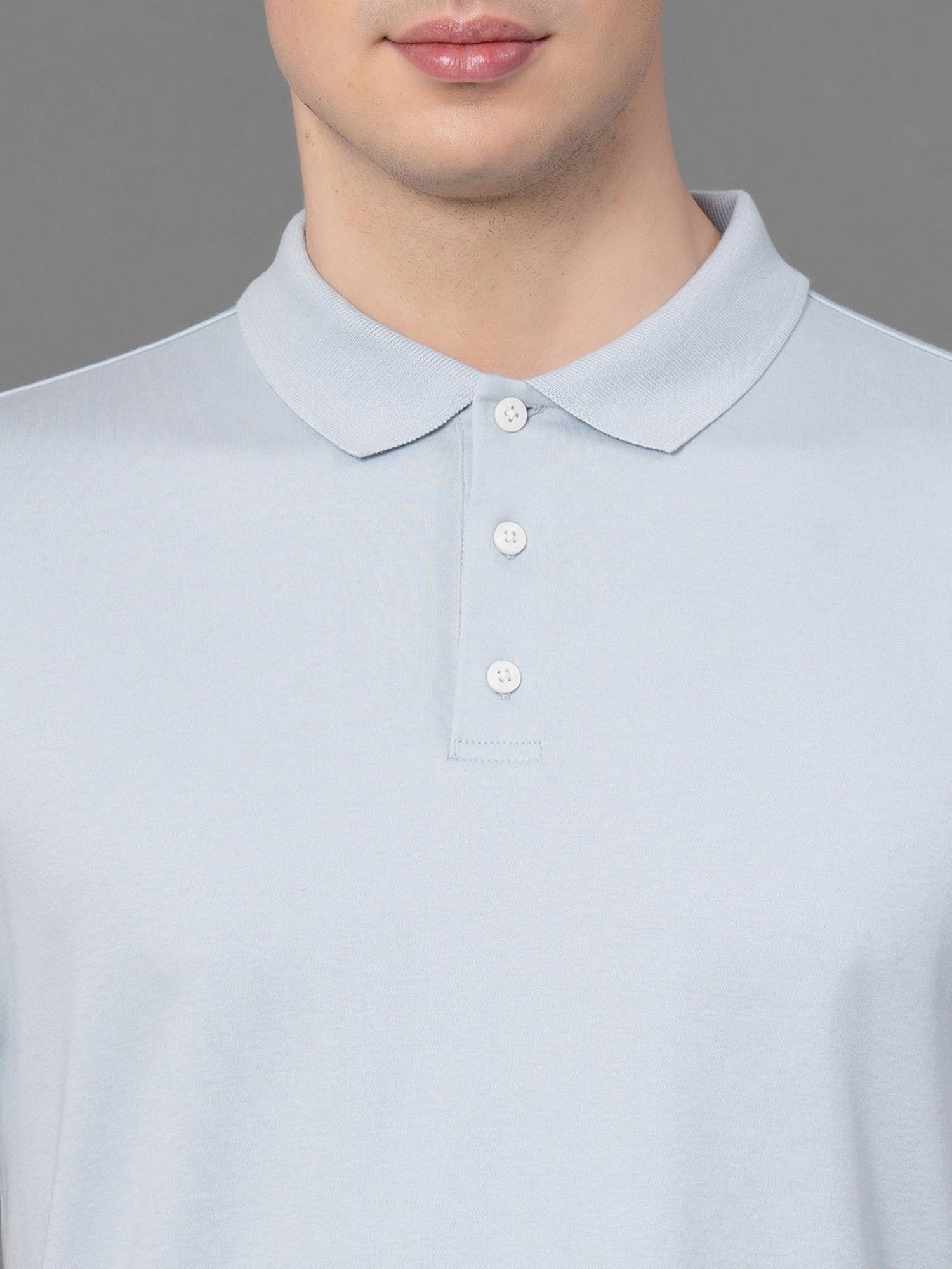 Red Tape Light Blue Regular Fit Cotton Polo T-Shirt