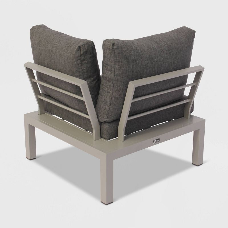 Osborne 4pc Aluminum Outdoor Sectional with Cushions - Silver/Gray - Courtyard Casual