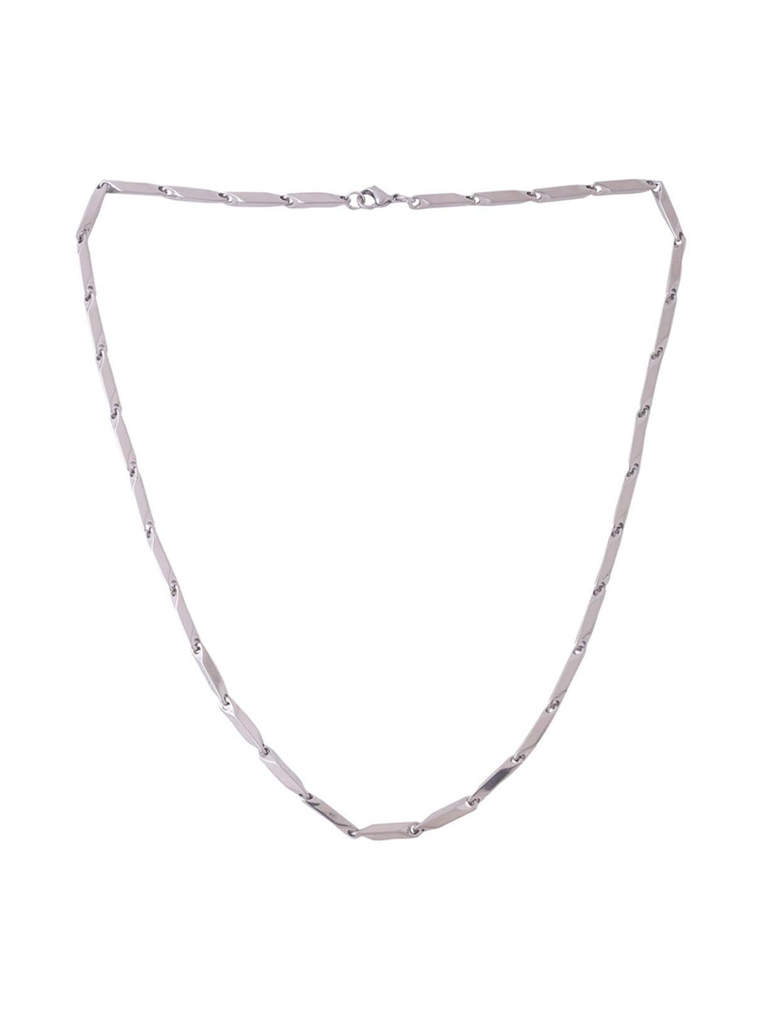 NVR Rhodium-Plated Stainless Steel Bohemian Chain for Men