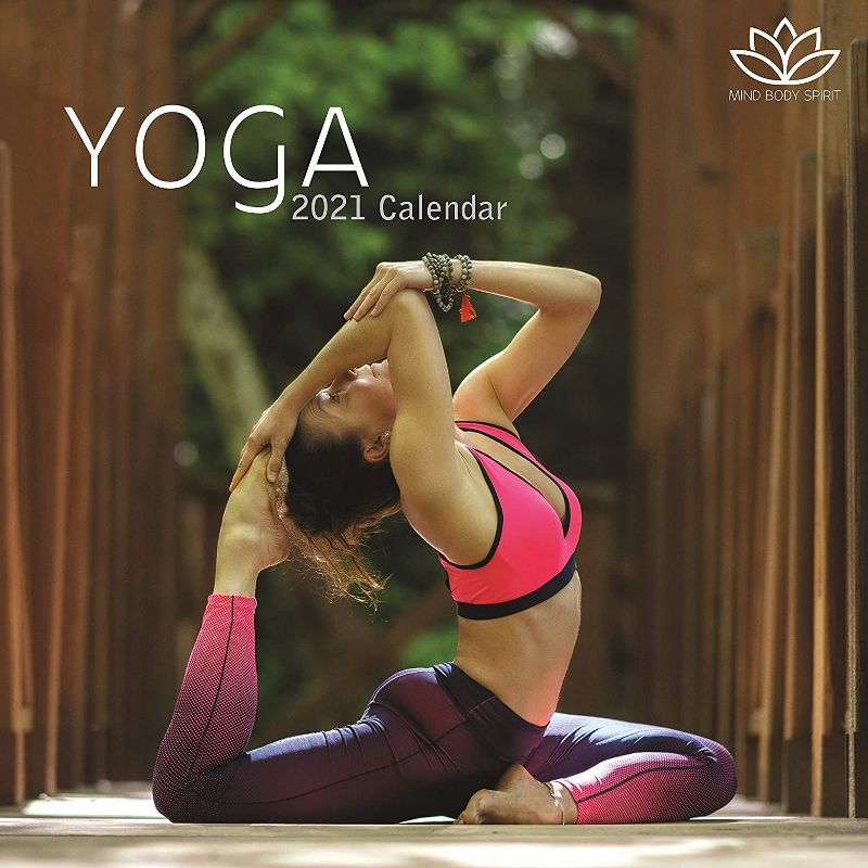 The Gifted Stationery 2021 Wall Calendar 12" x 12" Monthly View, Yoga, 16-Month, with 180 Reminder Stickers