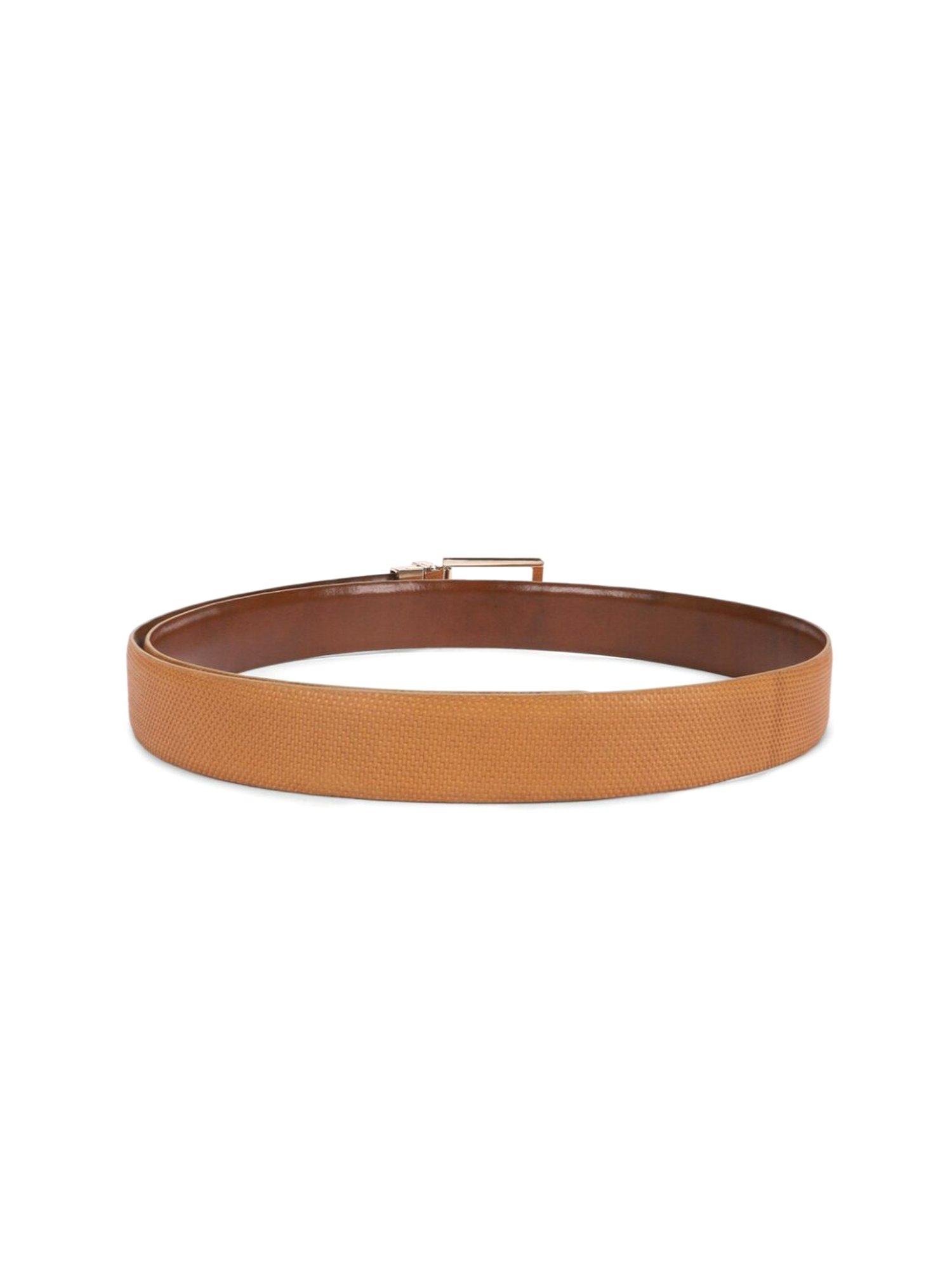 Simon Carter Brown Leather Textured Casual Belt for Men