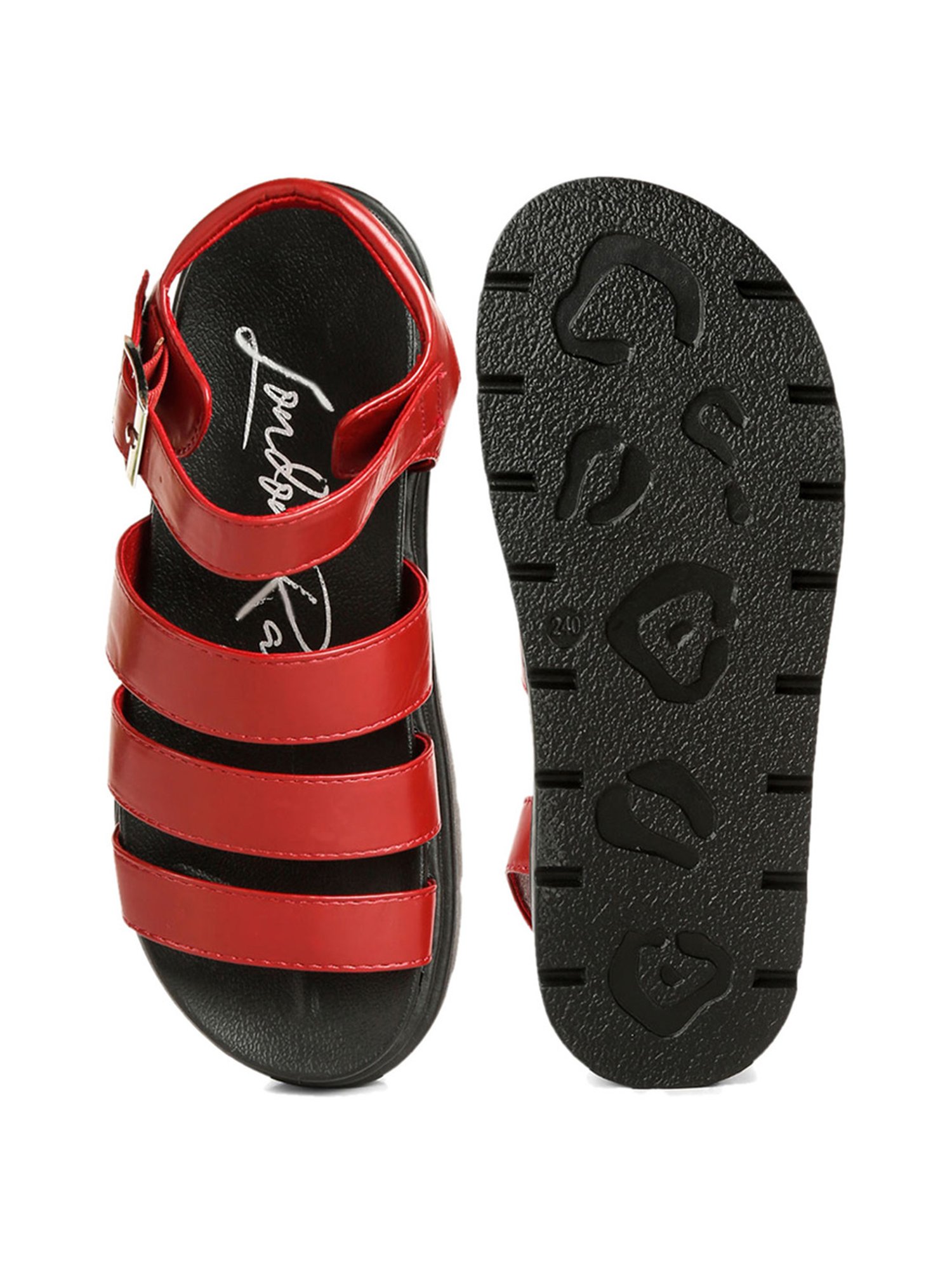 London Rag Women's Burgundy Ankle Strap Sandals