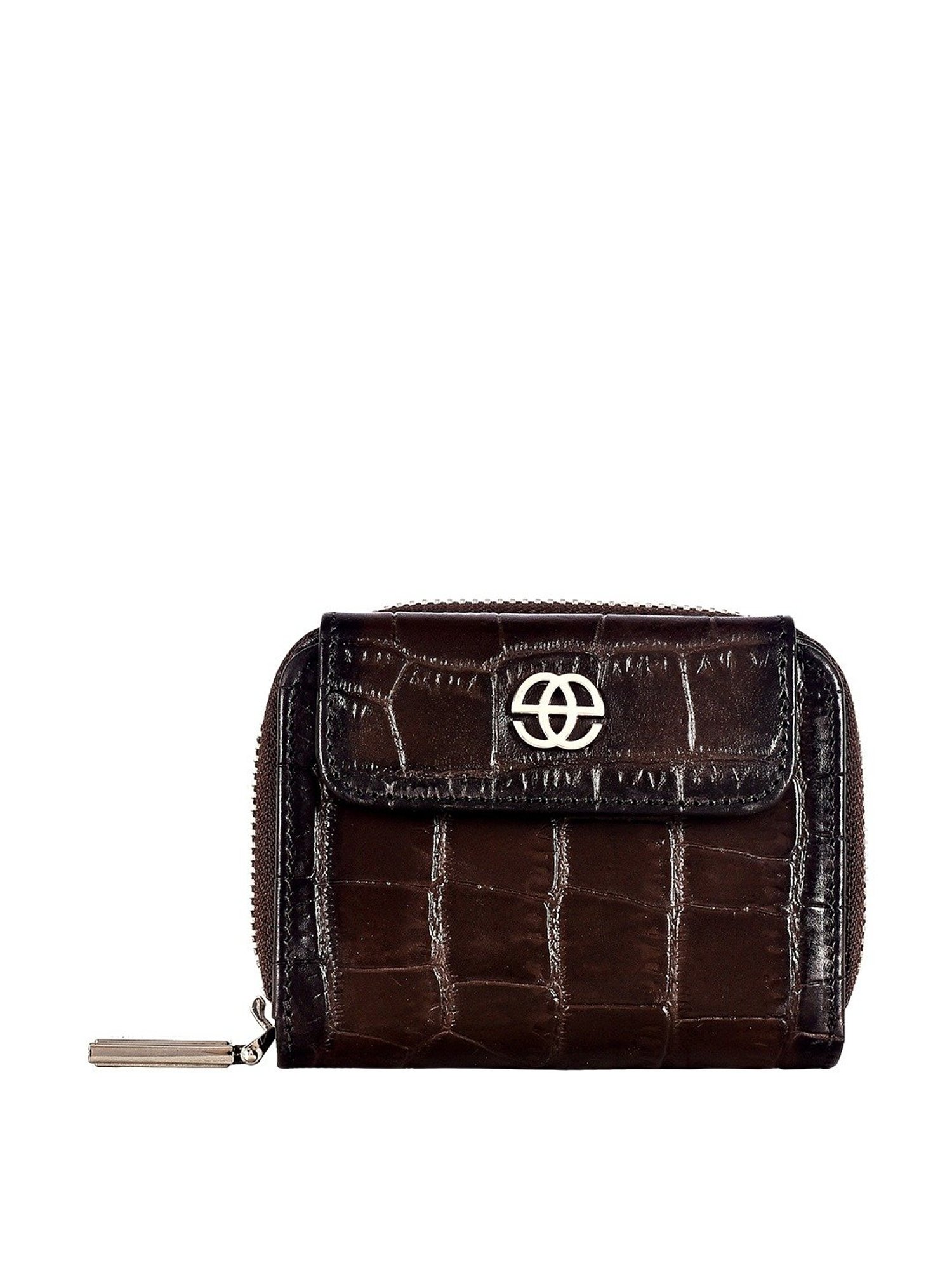 Eske Eva Dark Brown Textured Zip Around Wallet for Women