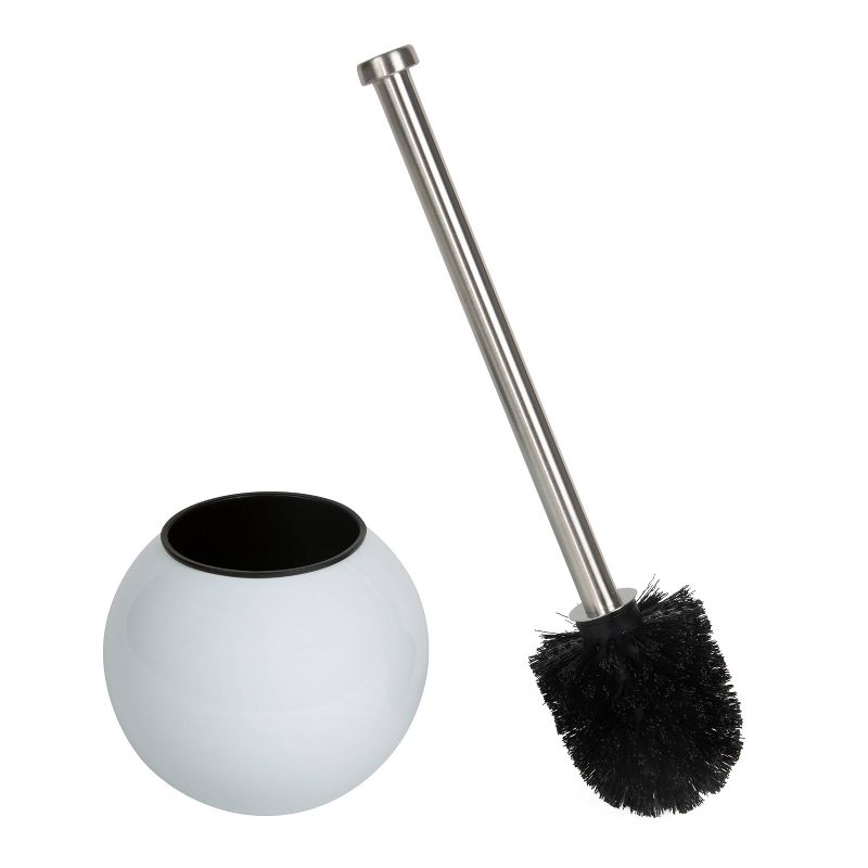 Globe Design Toilet Brush and Holder White - Bath Bliss