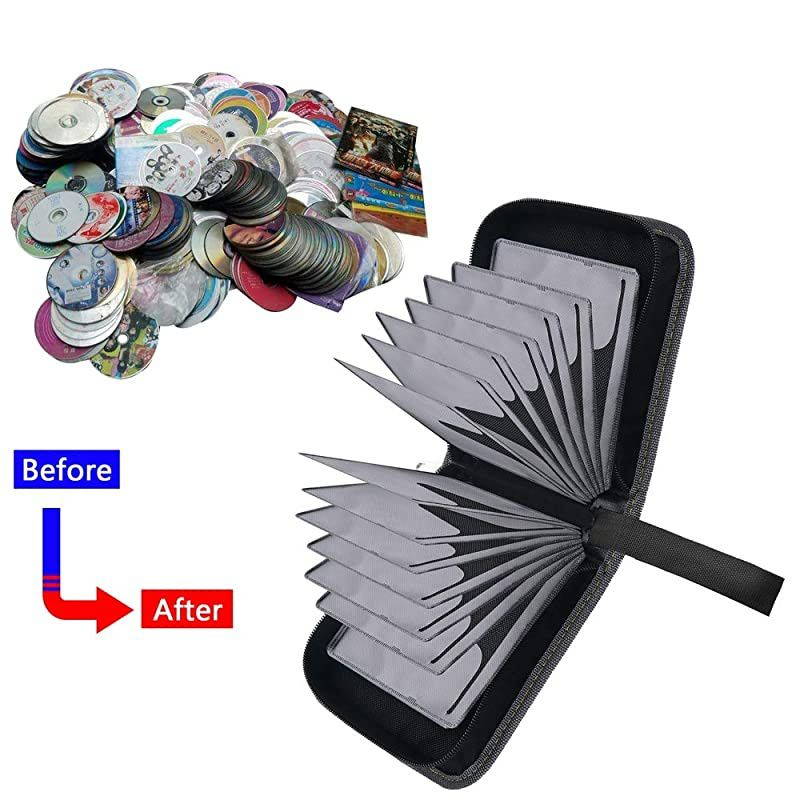CD DVD Case, 36 Capacity CD DVD VCD Disc Case Wallet Holder Binder Bag Storage for Car Home Travel (Black)