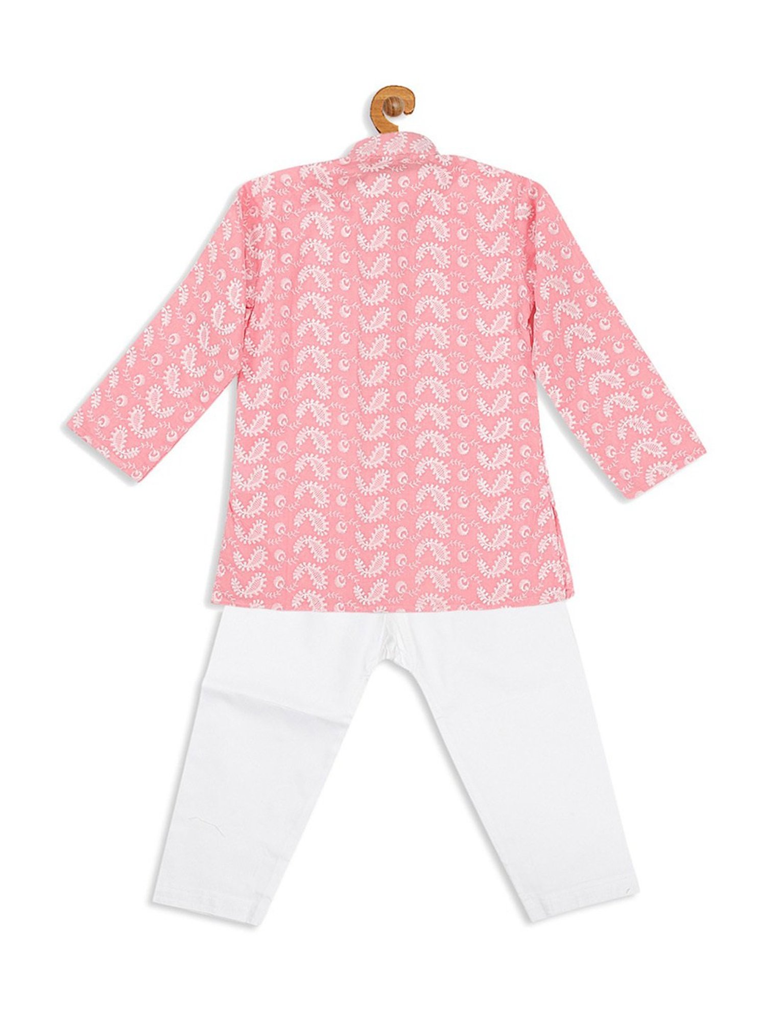 VASTRAMAY SISHU Pink & White Cotton Embroidered Kurta Set