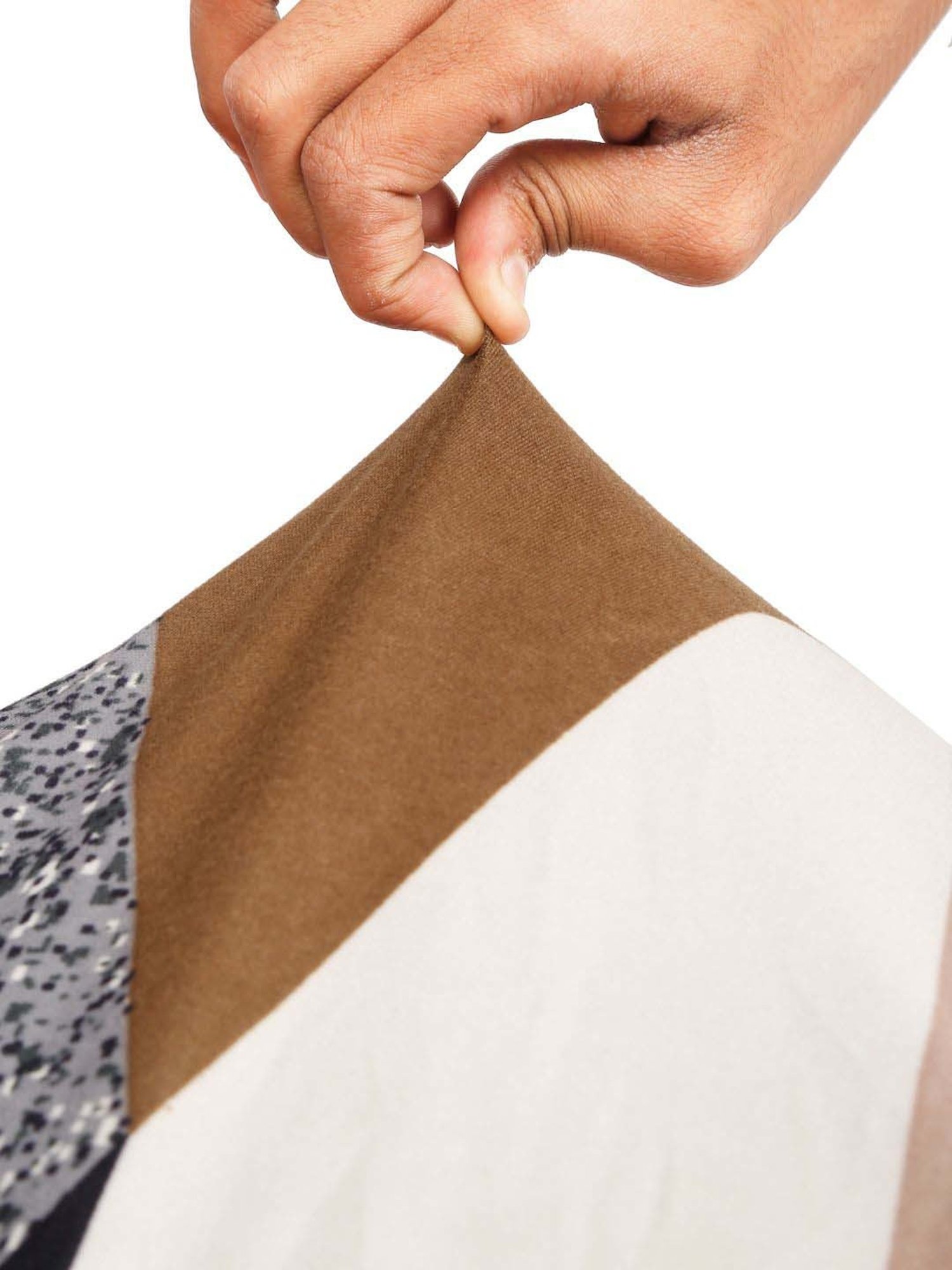 HOSTA HOMES Grey & Orange Polyester Stretchable Printed Chair Cover - Set of 6